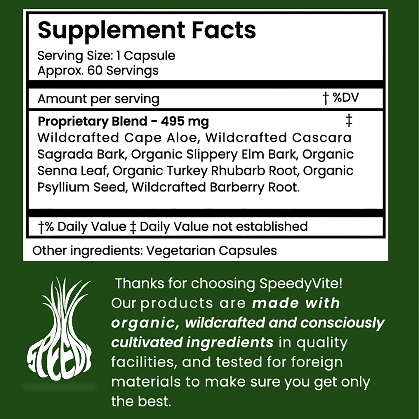 SpeedyVite Happy Colon Gentle Support for Bowel Function Capsules, 60 Count