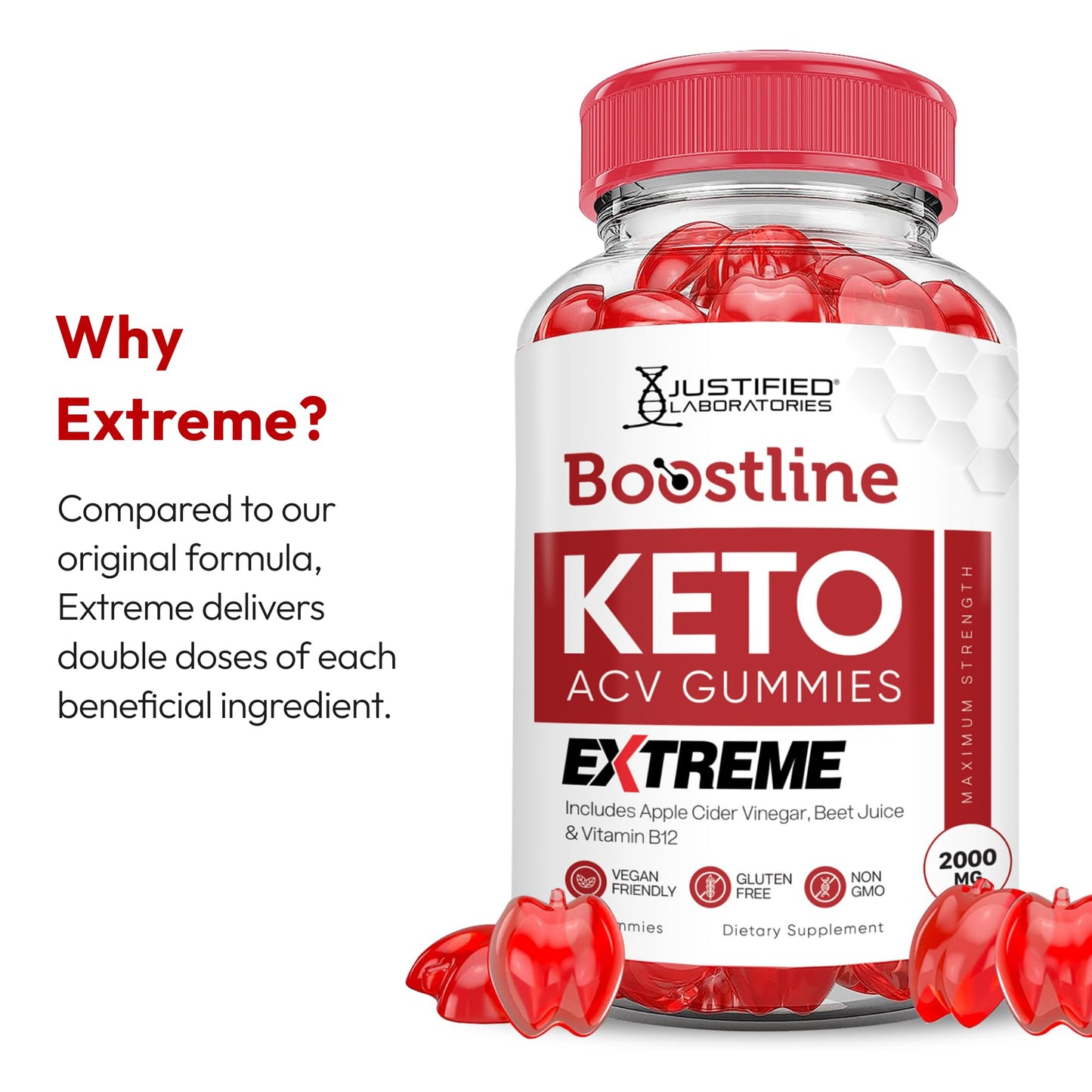 Justified Laboratories Boostline Keto ACV Gummies 180 Count