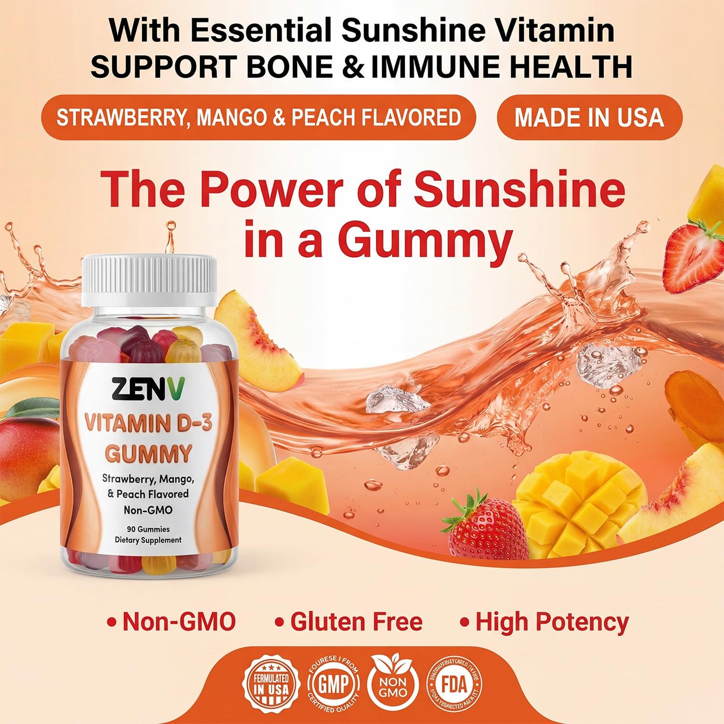 ZENV Vitamin D3 Gummies 90 Count