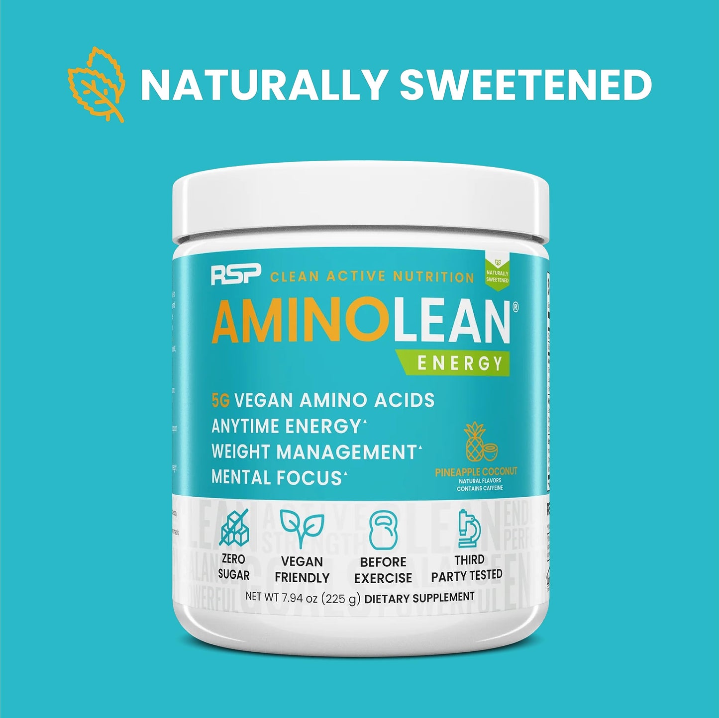 RSP NUTRITION AminoLean Natural Pre Workout Powder & Amino Energy with Vegan BCAA + EAA, 7.94 Ounce