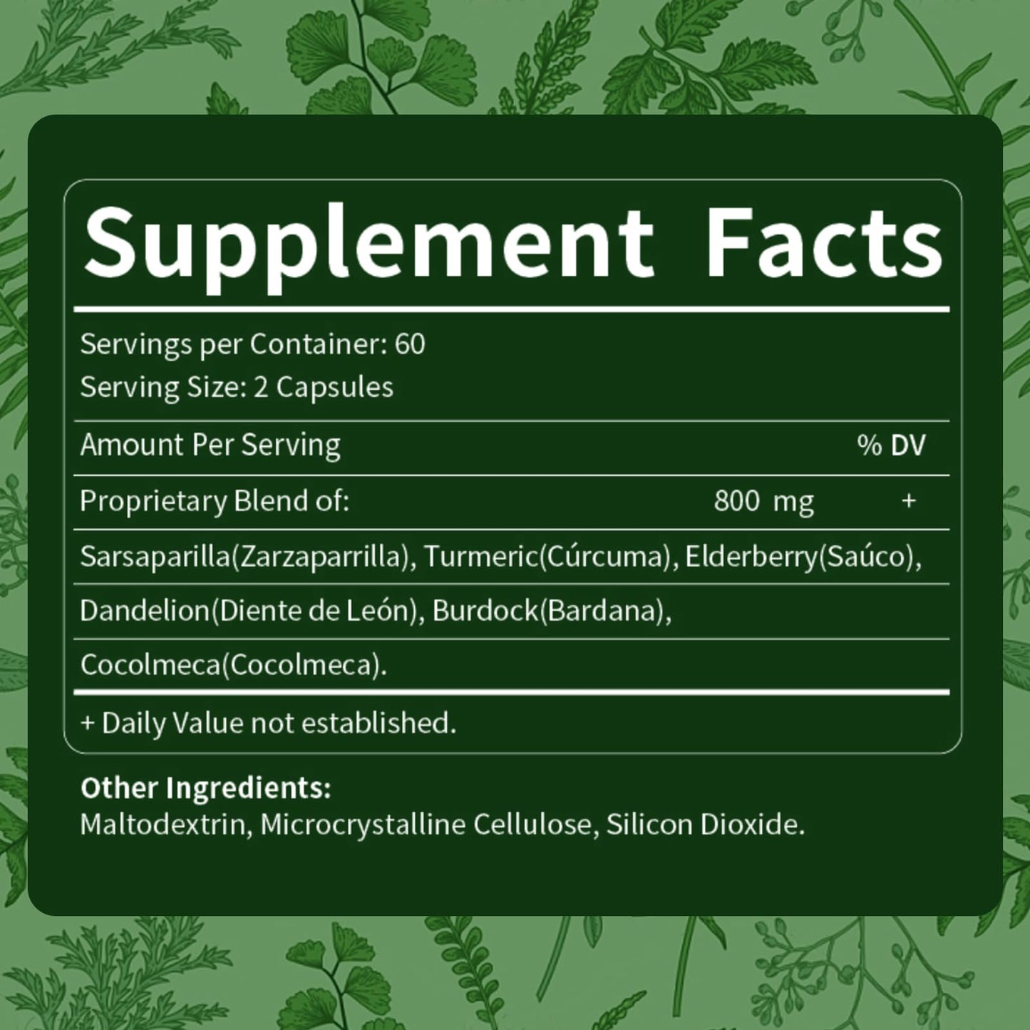 Verdeherb Herbal Supplement All in 1 Natural Extract with Sarsaparilla (Zarzaparrilla) for Detox & Cleanse Immunity Support & Combat Free Radicals 240 Capsules