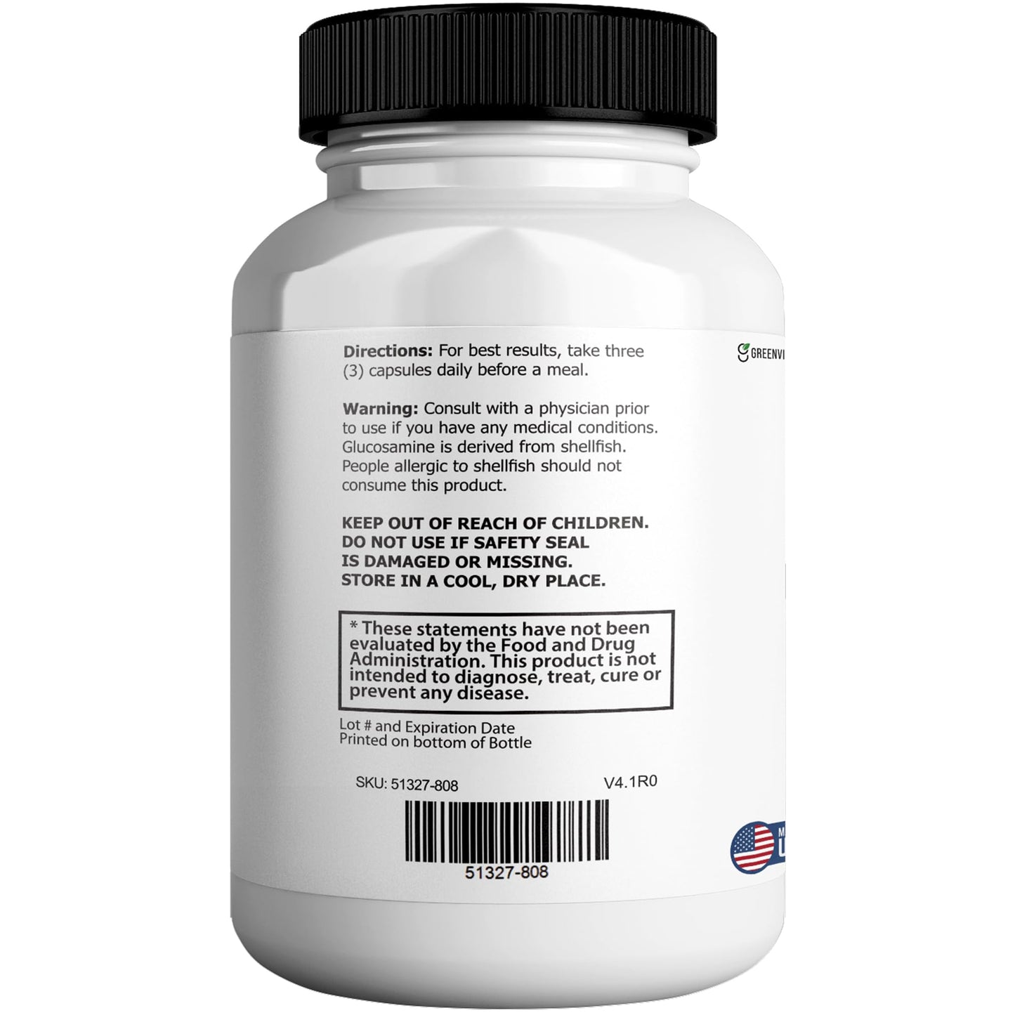 GREENVIFY Maximum Strength Joint Max Glucosamine Chondroitin Complex for Mobility 60 Capsules