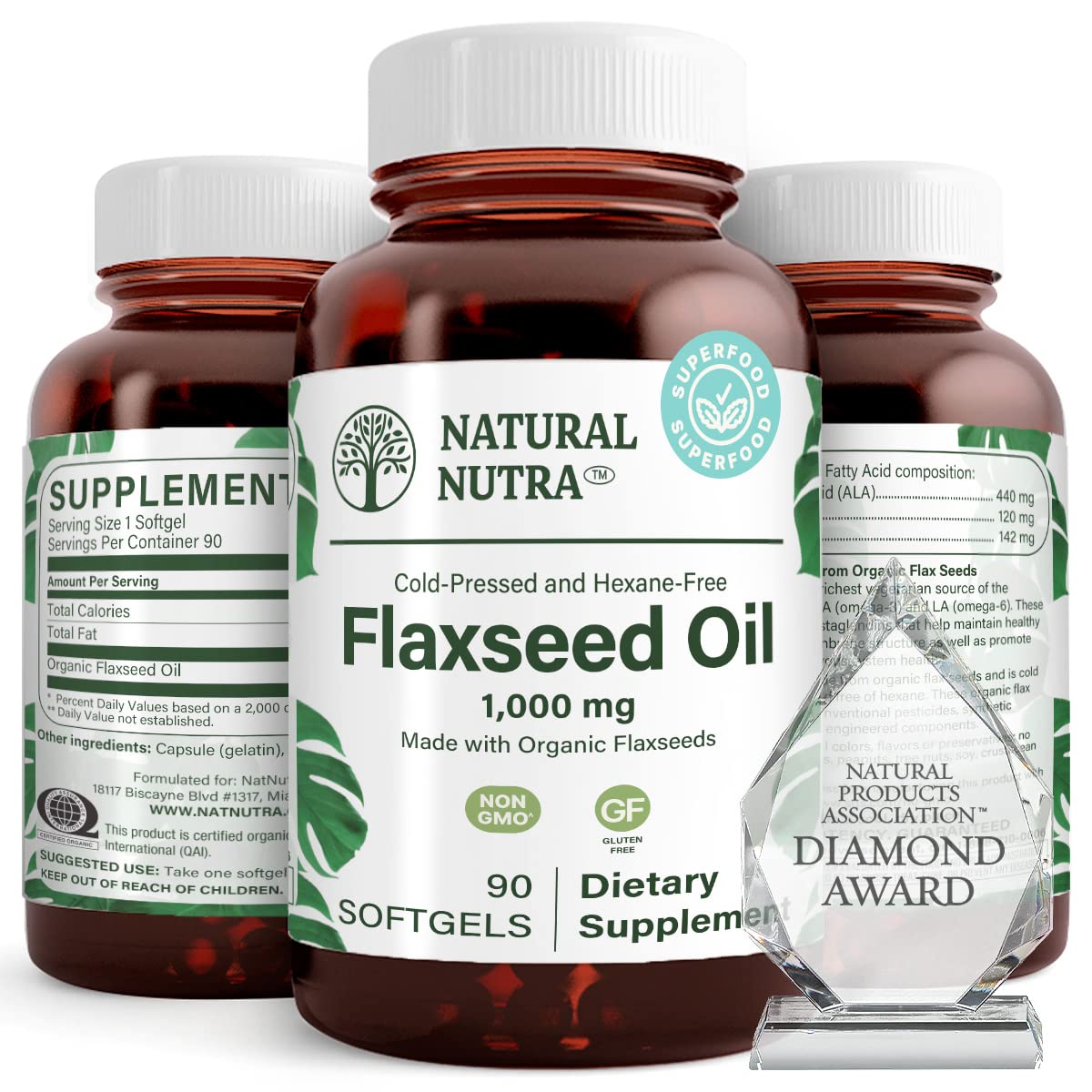 Natural Nutra Organic Flaxseed Oil Capsules 1000 mg 90 Count