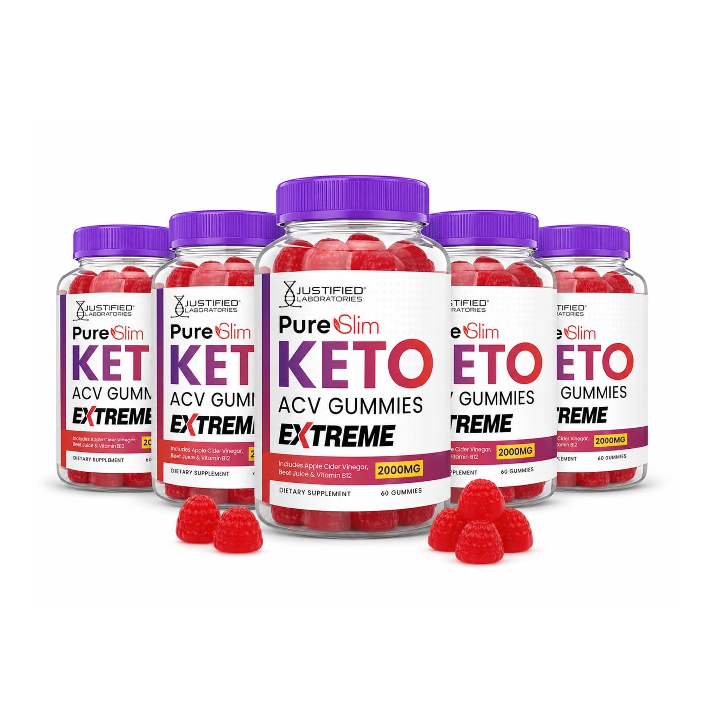 Justified Laboratories Pure Slim Keto ACV Gummies Extreme 300 Gummies