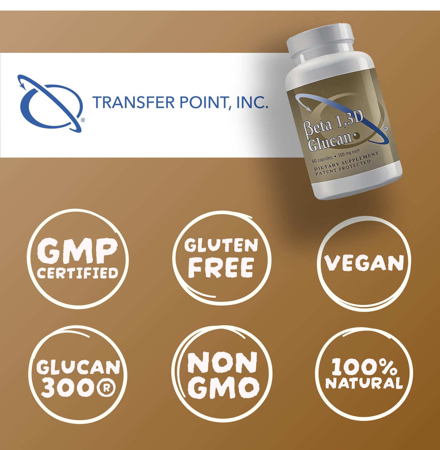 Transfer Point Beta 1,3D Glucan 100 mg Capsules, 60 Count