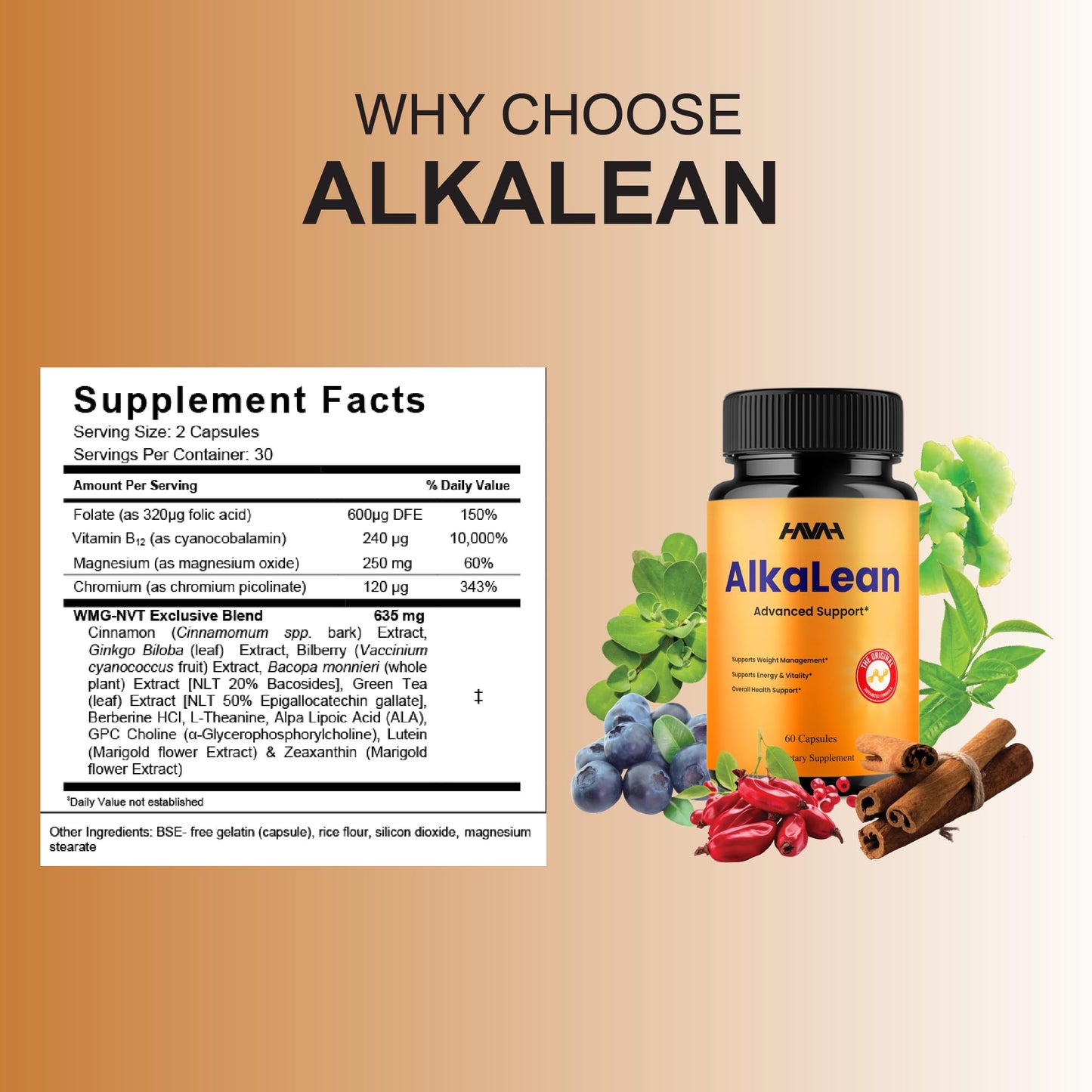 Havah Alkalean Advanced Support, Alkalean + Supplement, 300 Capsules