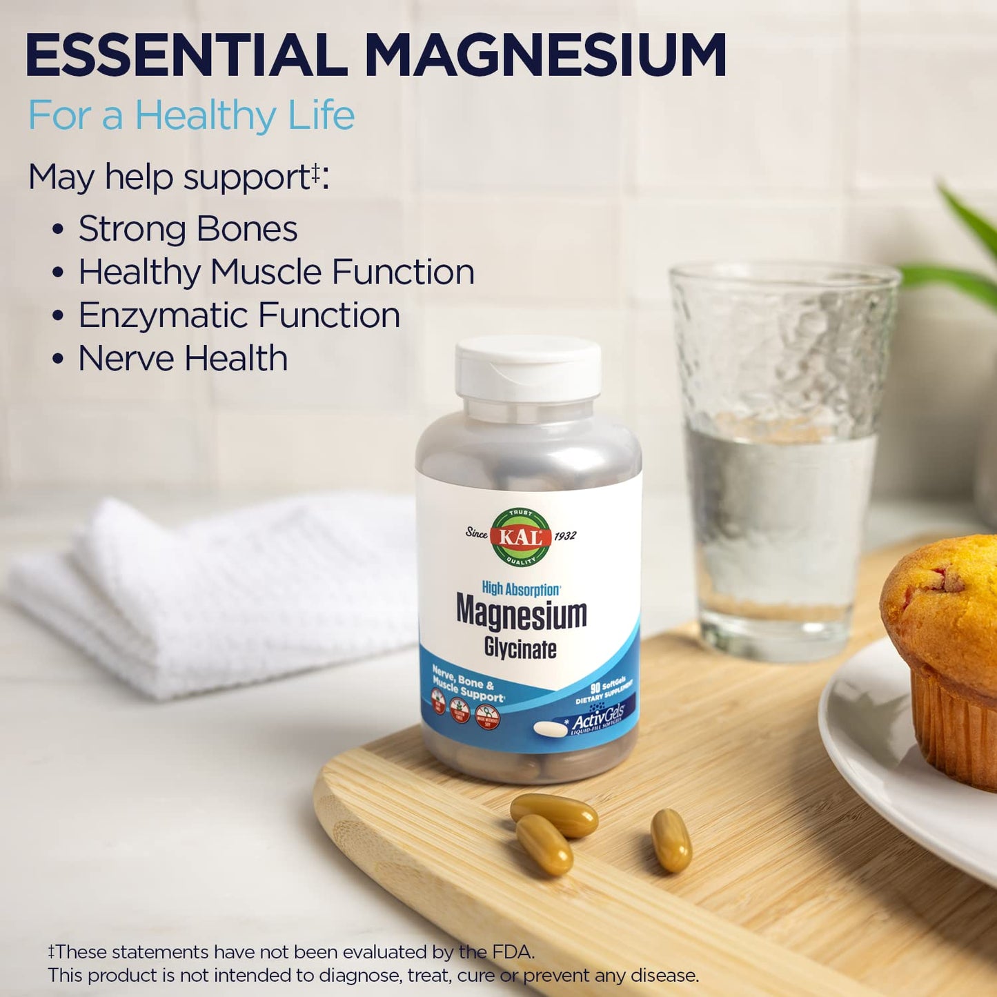 KAL Magnesium Glycinate ActivGels 315mg Softgels 90 Count