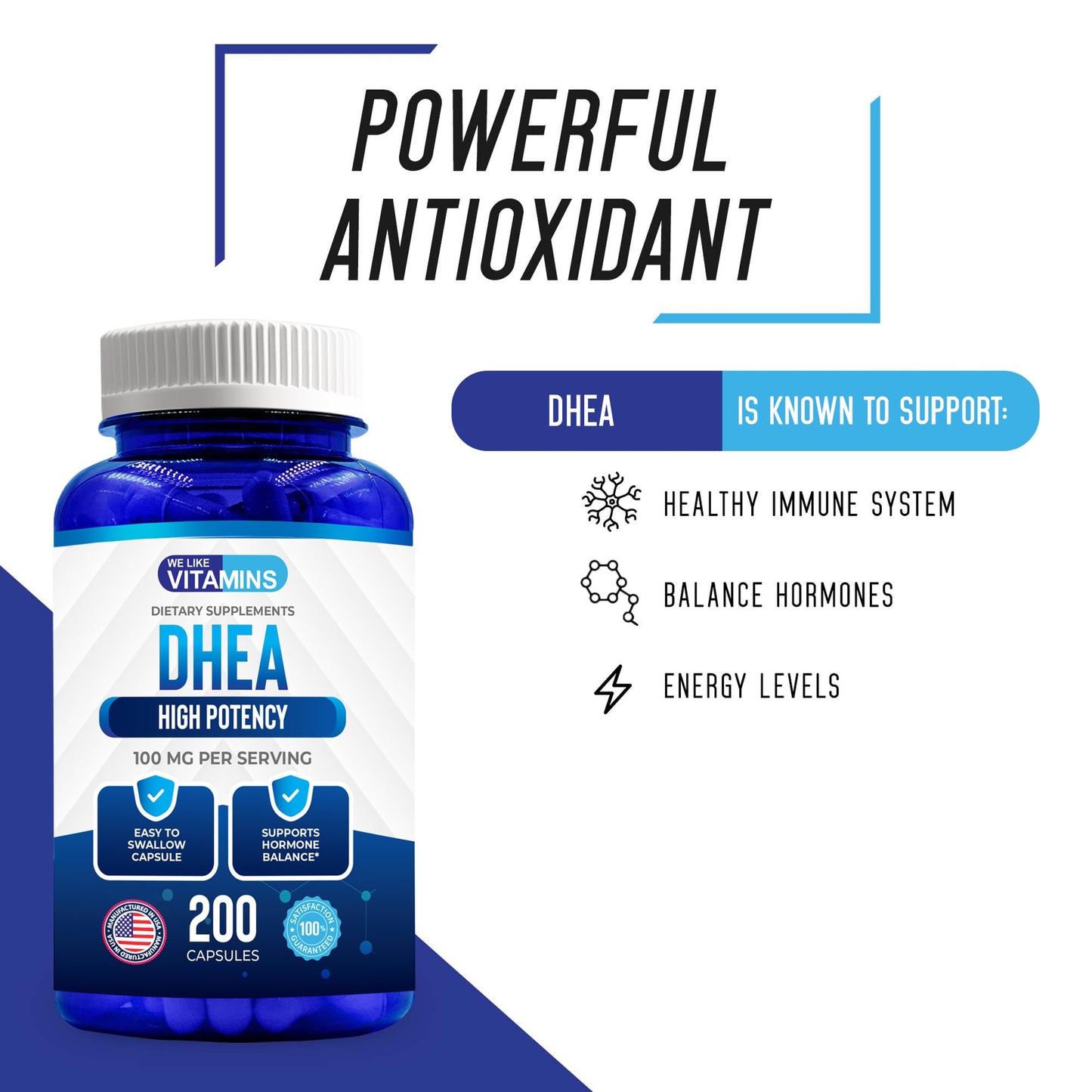 We Like Vitamins DHEA 100mg Capsules, 200 Count