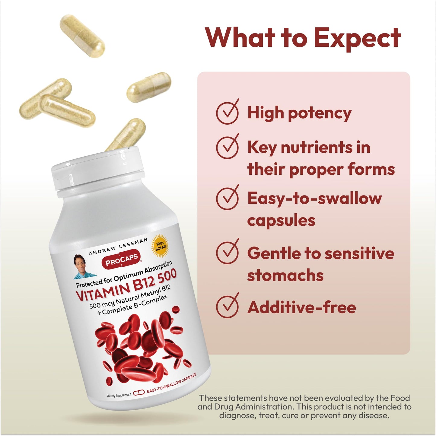 Andrew Lessman Vitamin B12 500 mcg Capsules, 180 Count