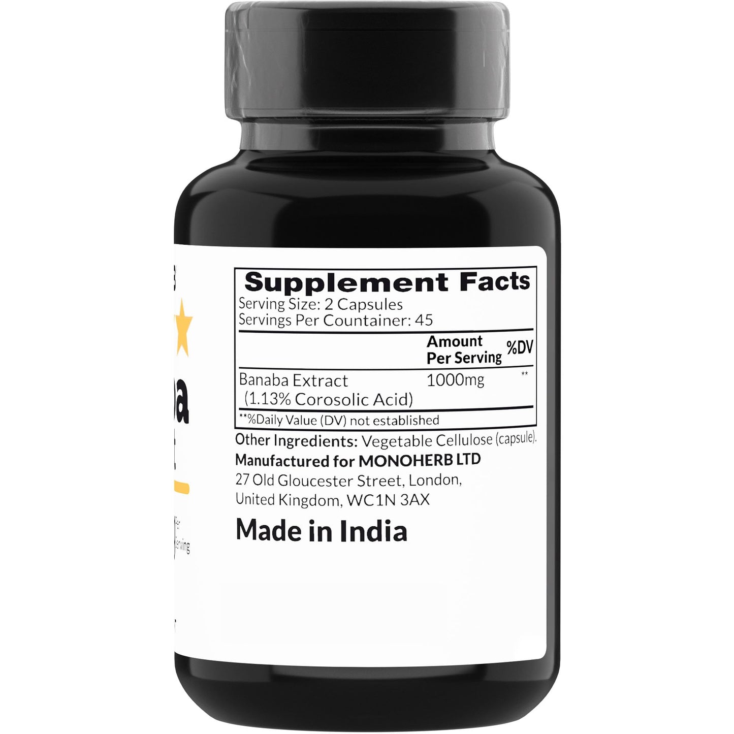 MONOHERB Banaba Extract 1000 mg, 90 Vegetarian Capsules