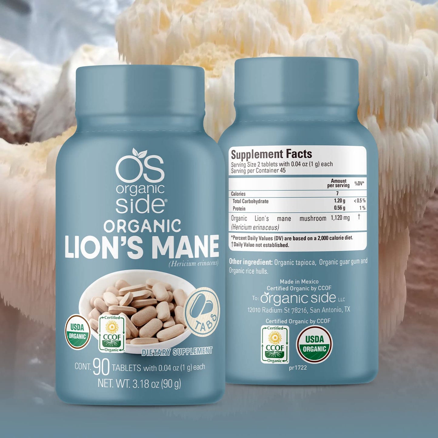 OS Organic Side Lions Manes Mane Tablets 90 Tablets
