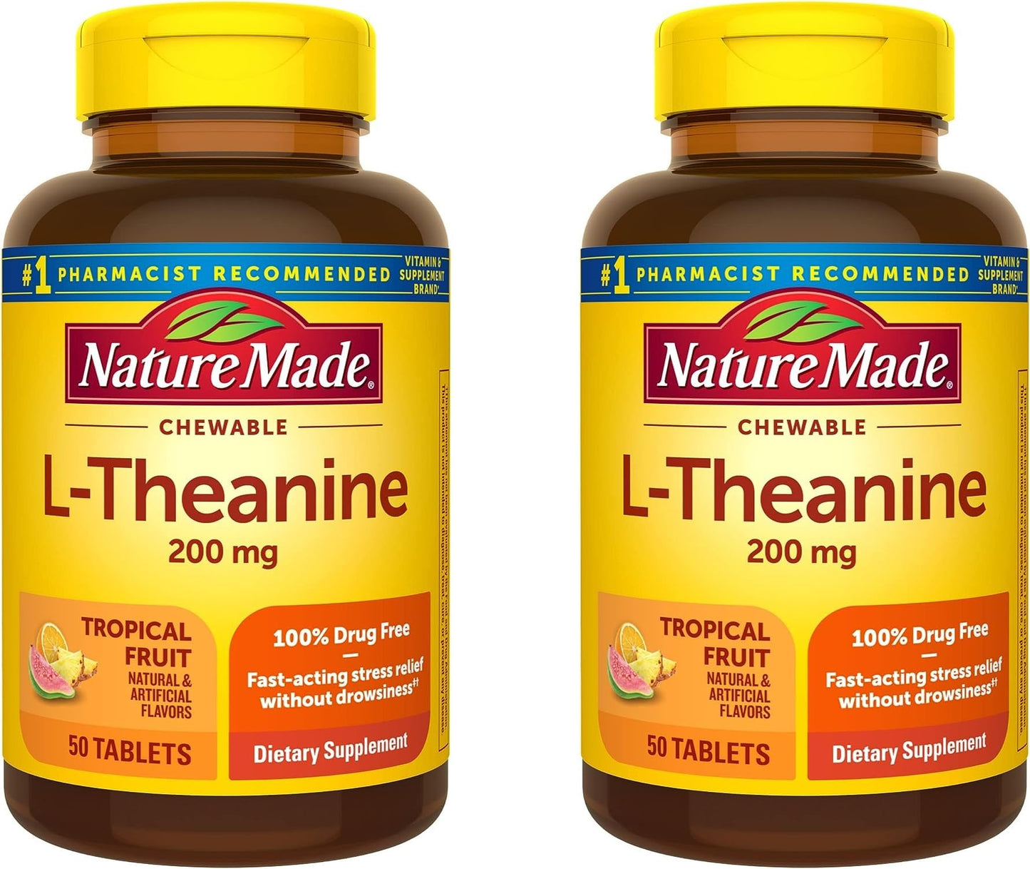 Nature Made L-Theanine 200mg Chewable Tablets, 100 Count