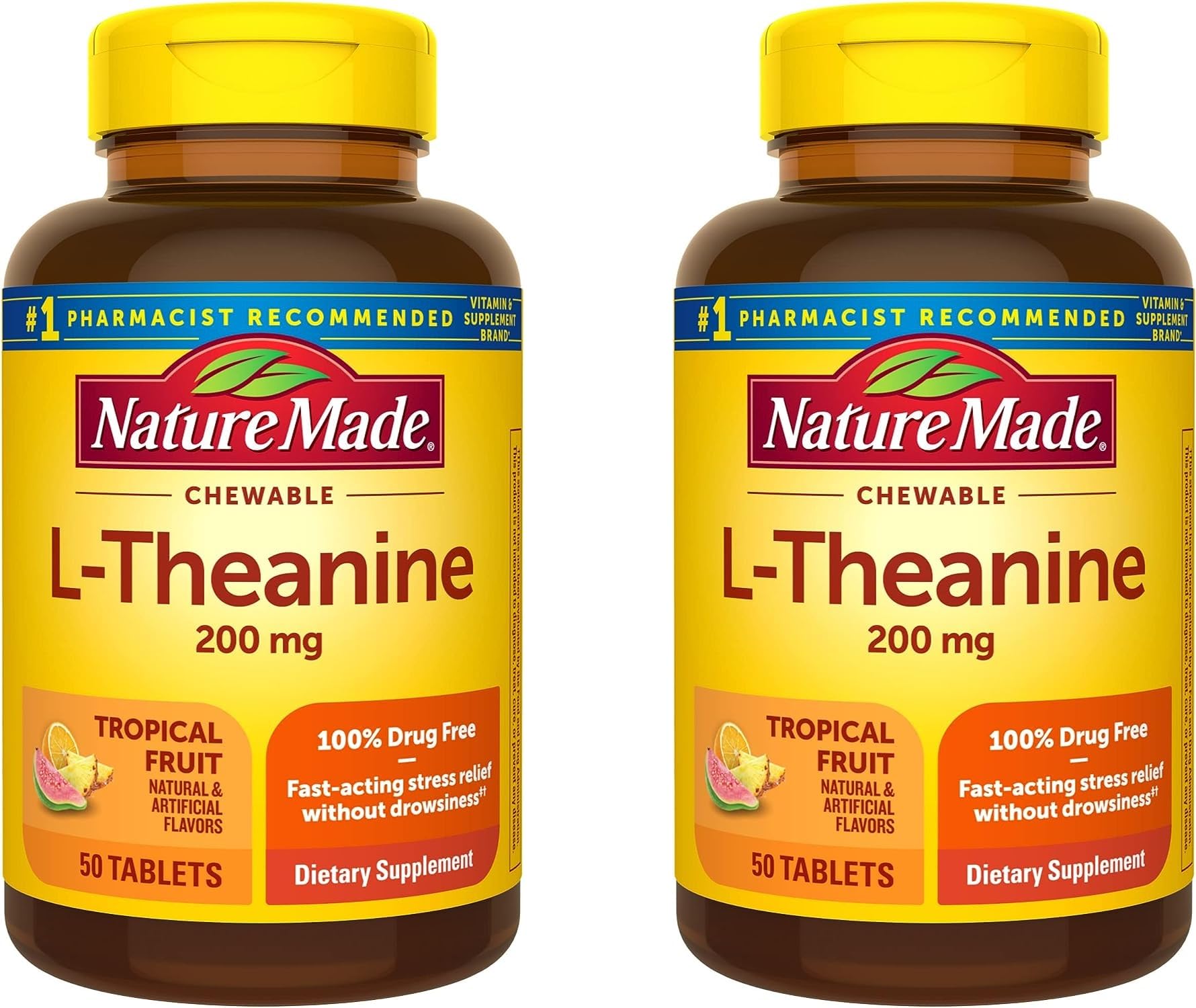 Nature Made L-Theanine 200mg Chewable Tablets, 100 Count