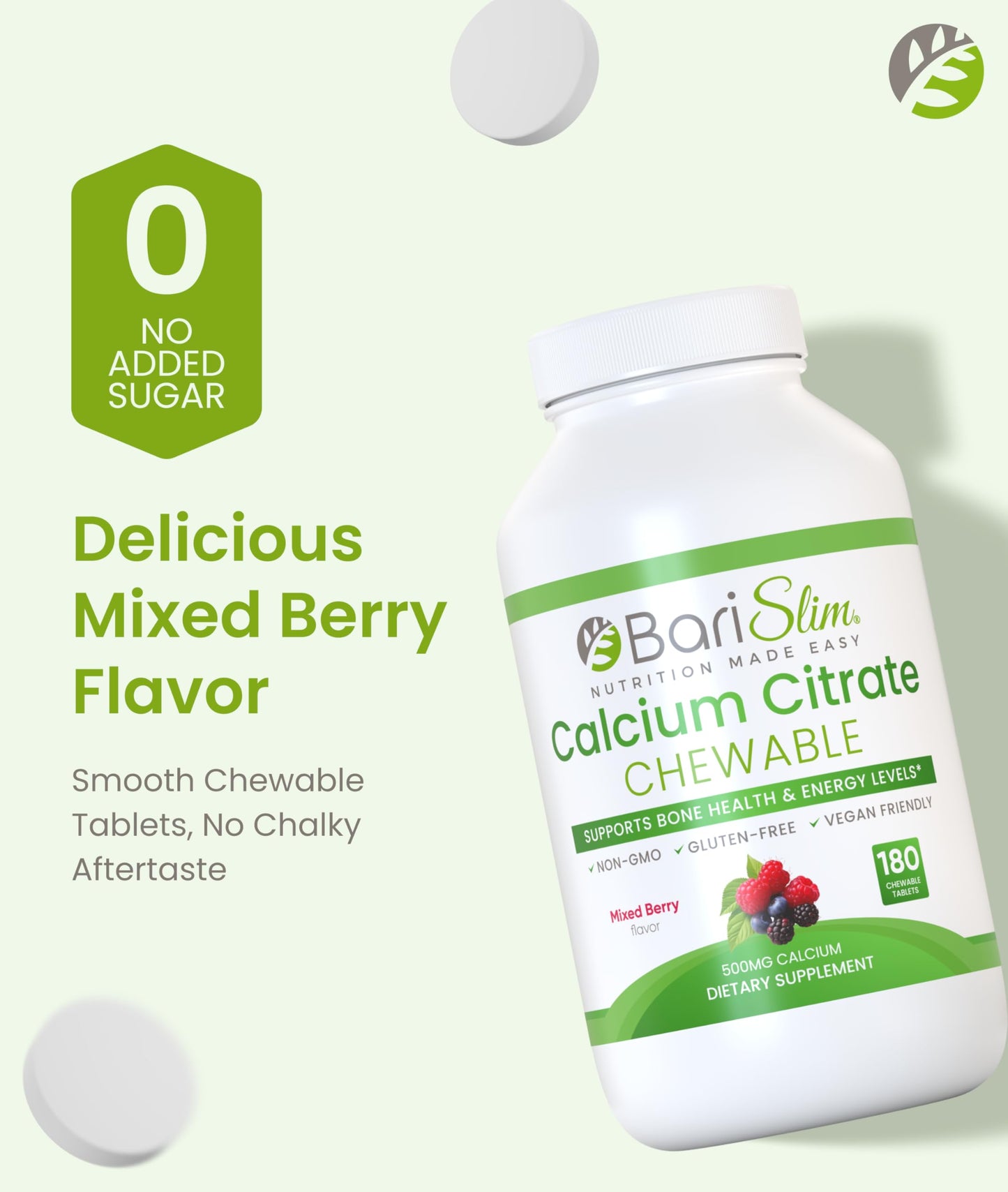 BariSlim Bariatric Calcium Citrate with Magnesium Citrate & Vitamin D Tablets, 180 Count