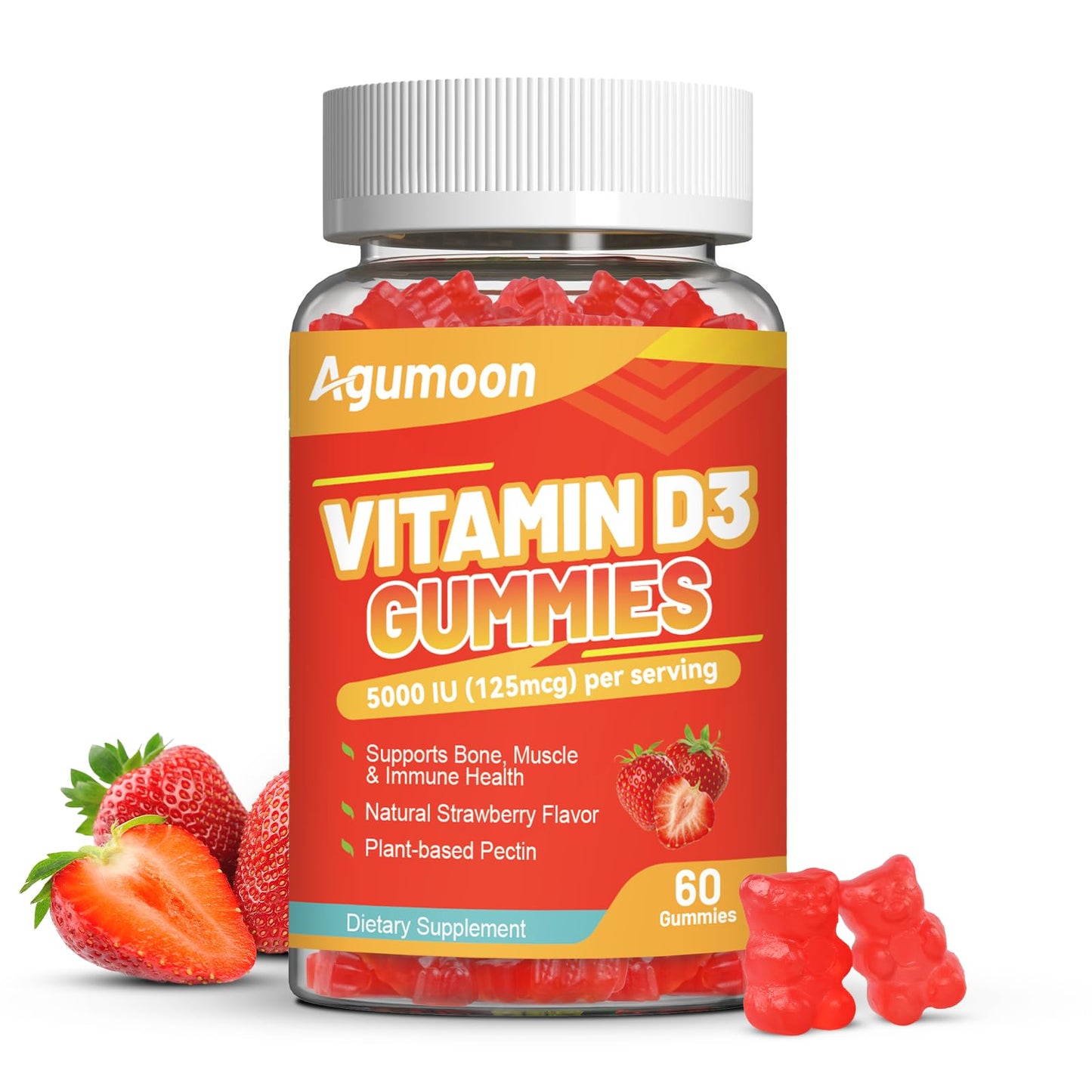 Agumoon Vitamin D3 5000 IU (125mcg) Gummies, 60 Count