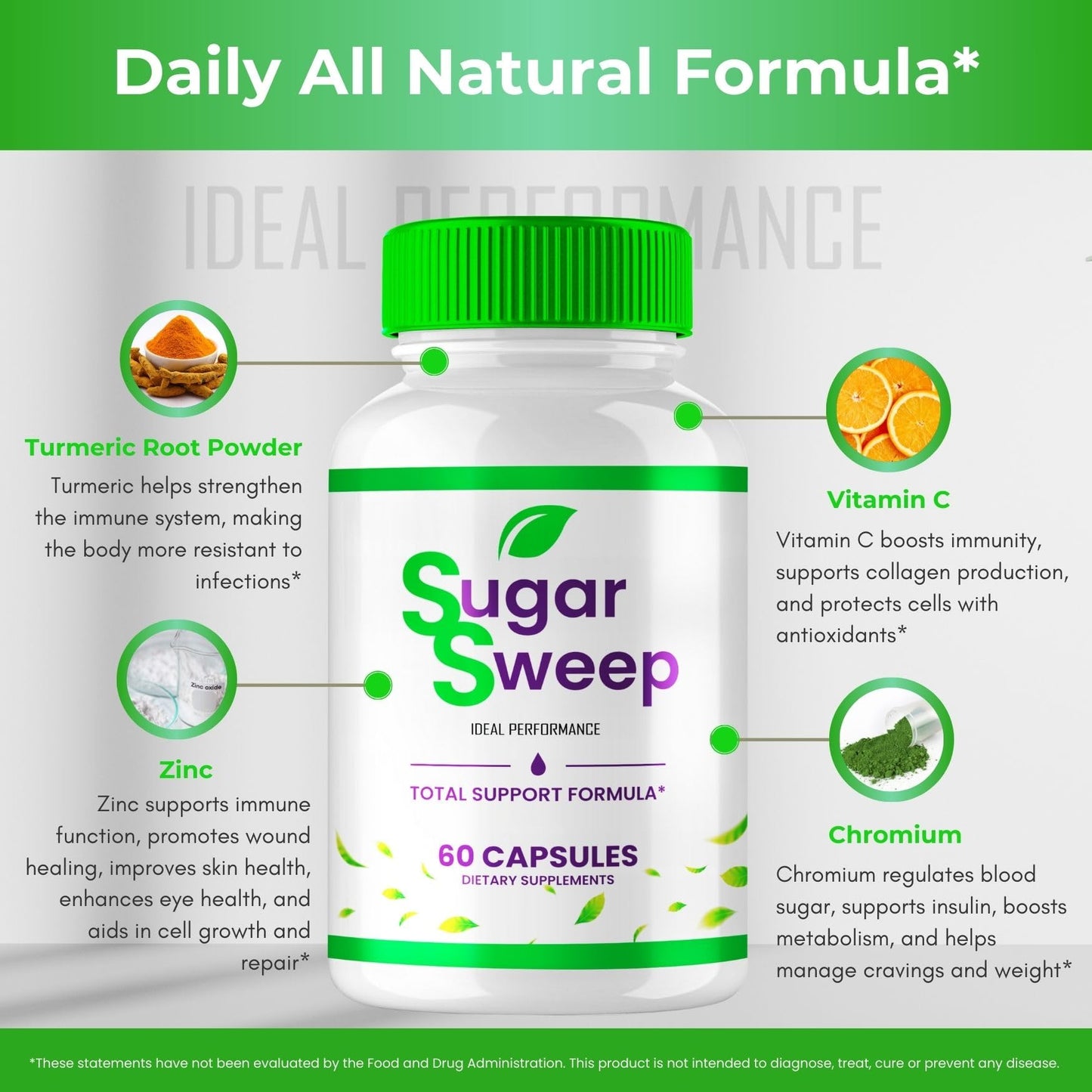 IDEAL PERFORMANCE Sugar Sweep Advanced Blood Formula Capsules 180 Count