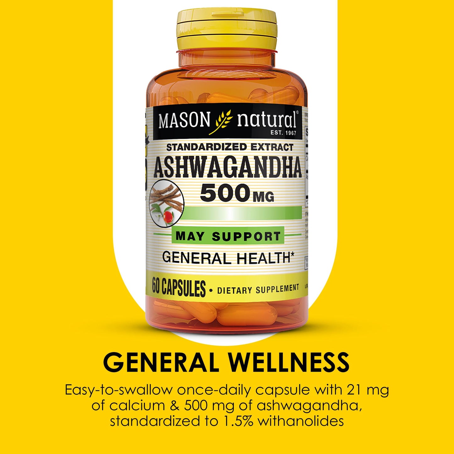 Mason Natural Ashwagandha 500 mg Capsules 60 Count