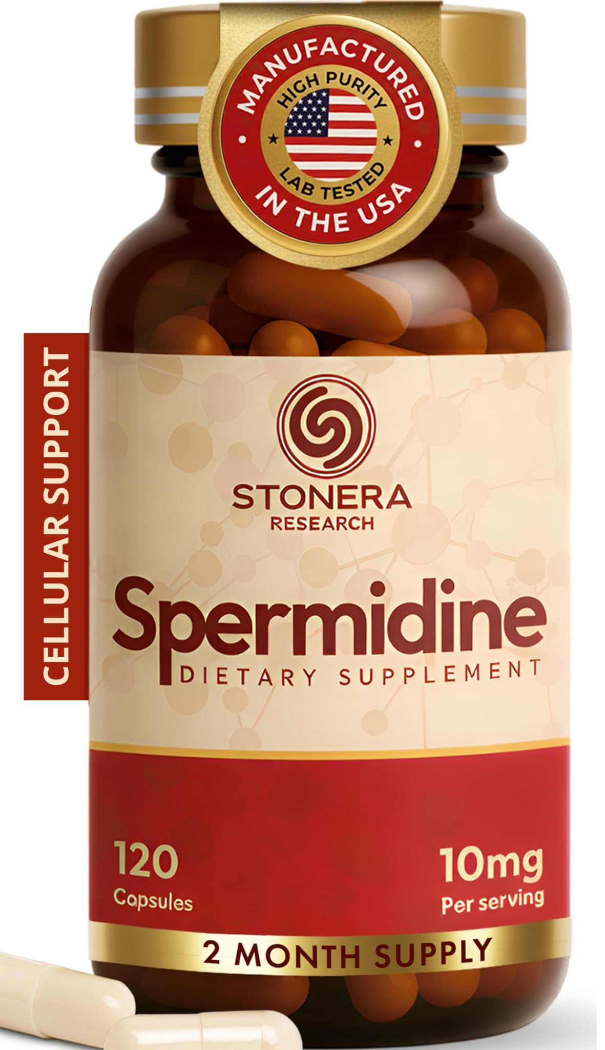 STONERA Spermidine Supplement, Cellular Renewal & Longevity Support, 10mg per Serving, 120 Capsules