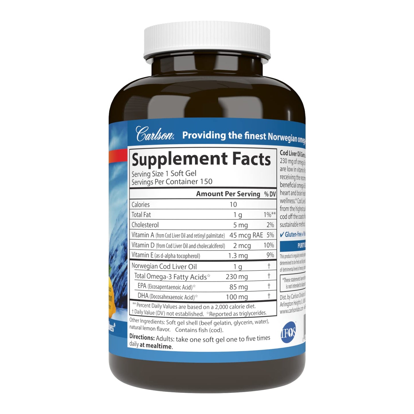 Carlson Cod Liver Oil Gems Softgels 150