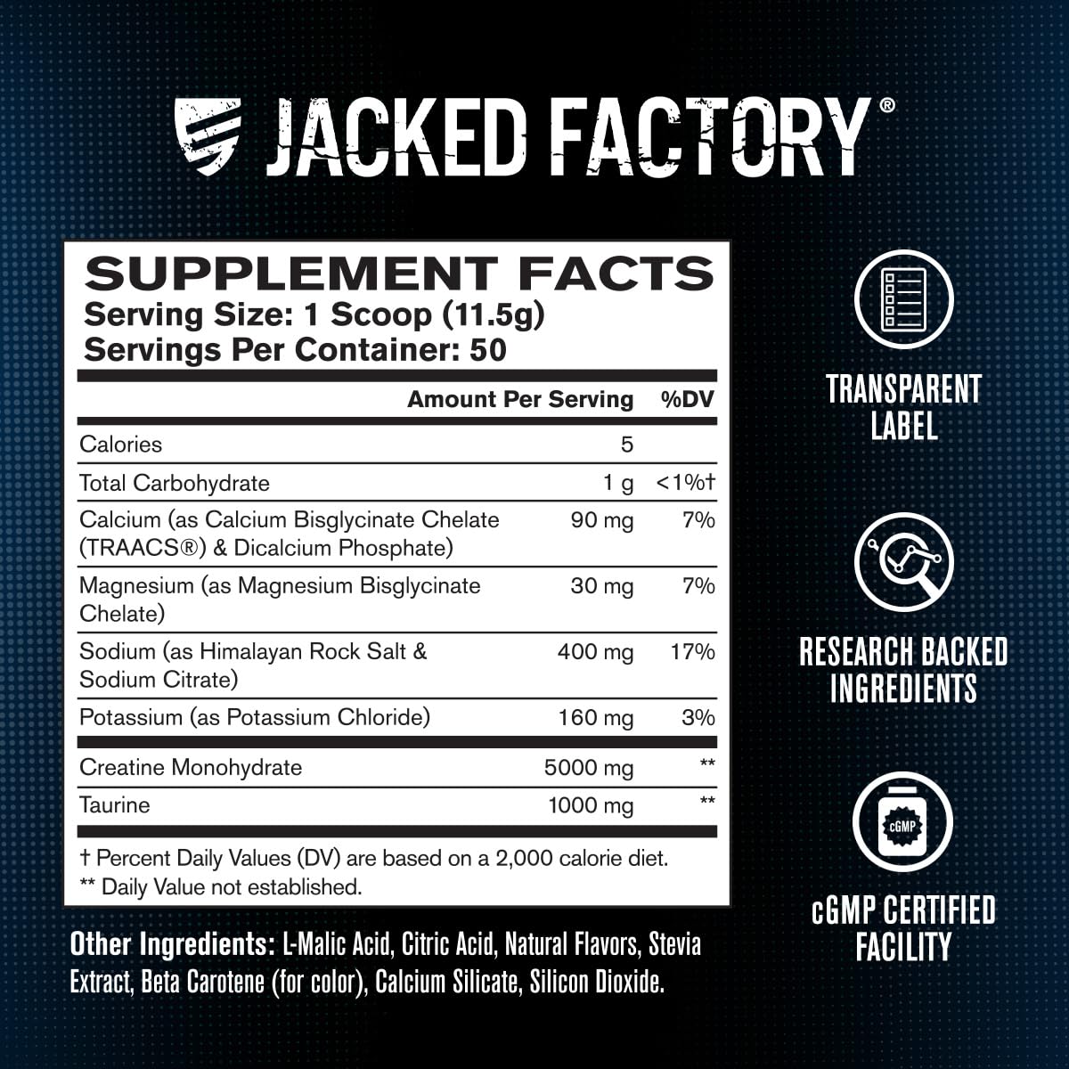 Jacked Factory Creatine + Electrolytes Powder 50 Servings