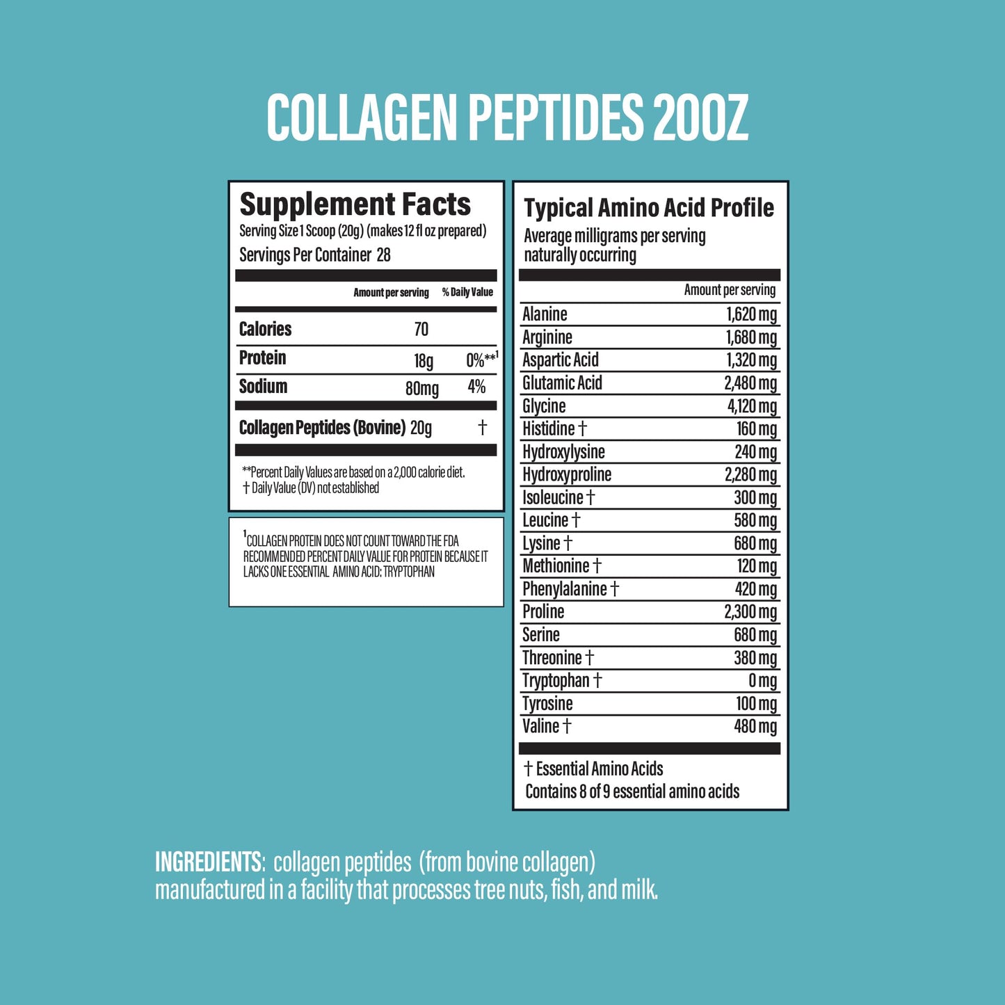 BUBS Naturals Collagen Peptides Powder, 20 oz