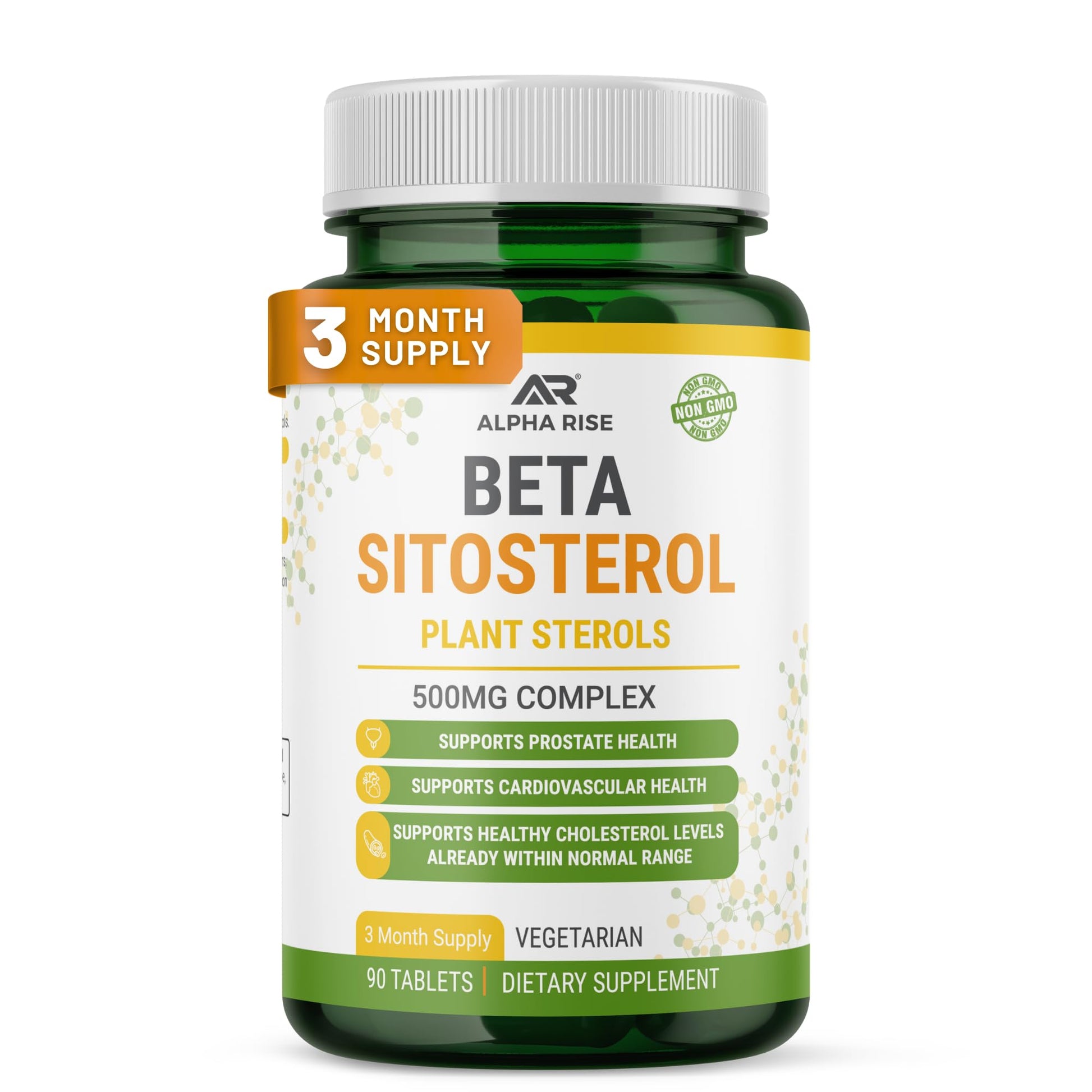 ALPHA RISE Beta Sitosterol 500mg Tablets, 90 Count