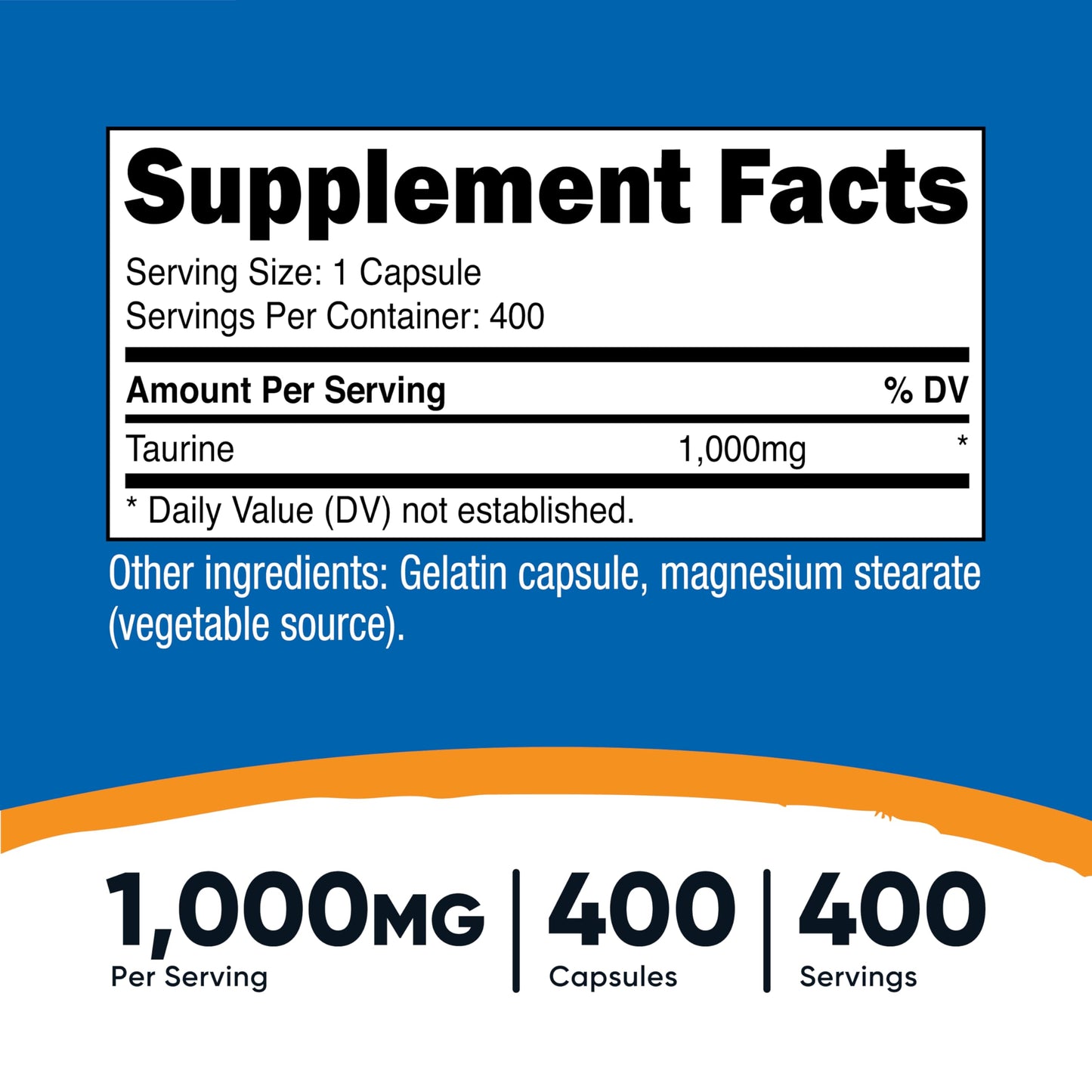 Nutricost Taurine 1000mg Capsules, 1200 Capsules