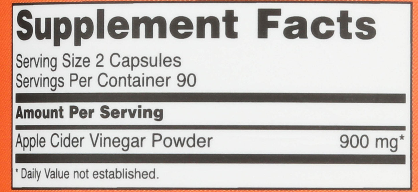 NOW Foods Cider Vinegar Diet 450Mg Capsules 180