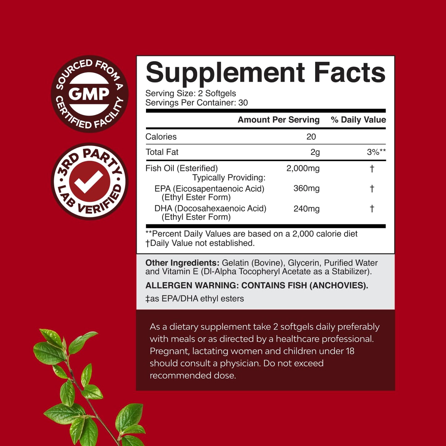 Natures Craft Omega-3 Fish Oil Supplement Softgels 60 Count