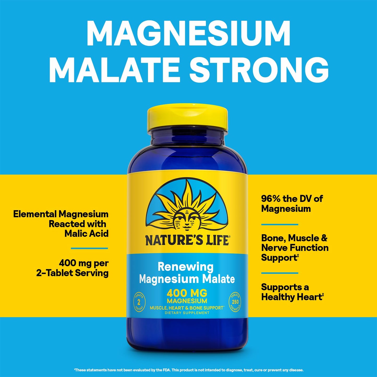 Nature's Life Renewing Magnesium Malate 400 mg Tablet, 250 Count