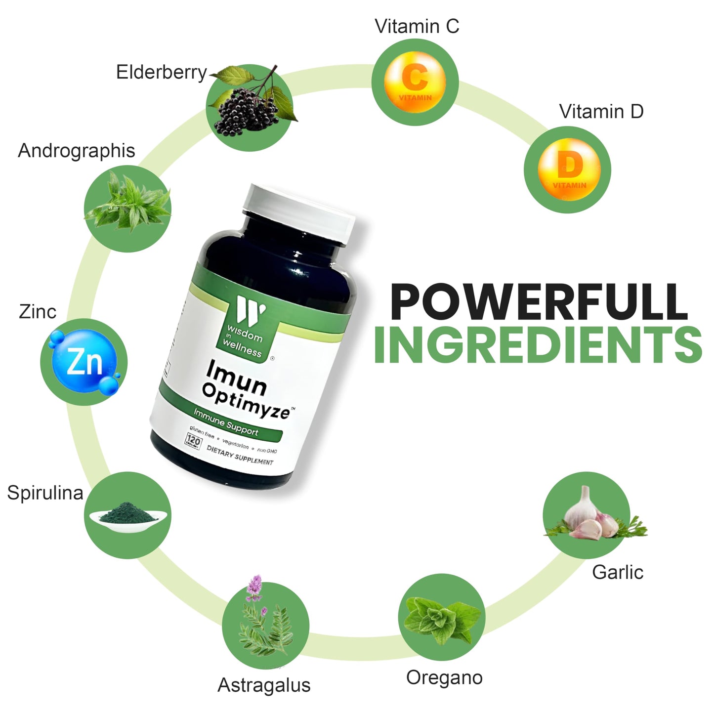 Wisdom In Wellness Imun Optimyze Immune System Support Supplement Immune Balance Complex with Multivitamins, 120 Capsules