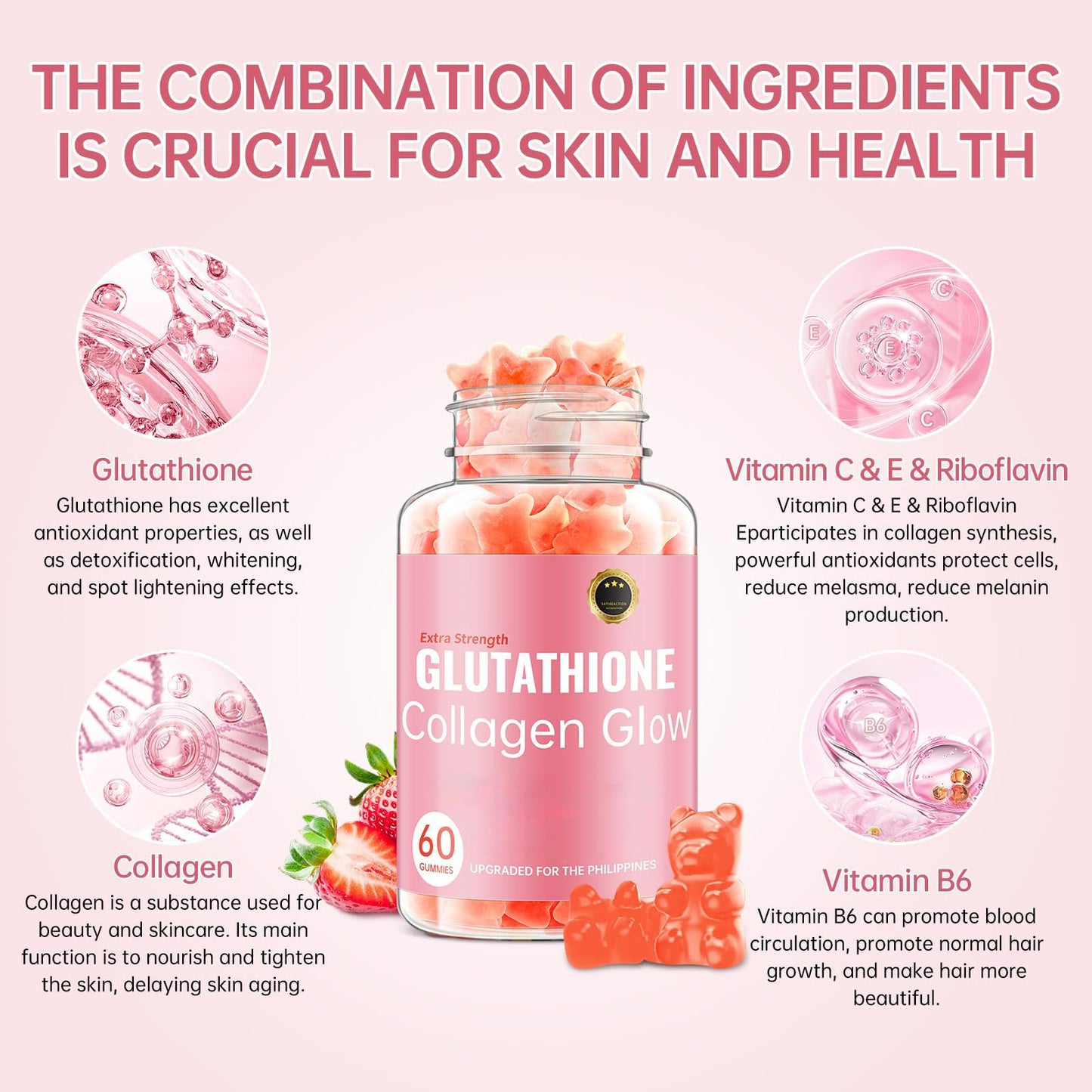 CHANGARLOAD Glutathione Collagen Glow Gummies, 2.1 oz Pack of 2