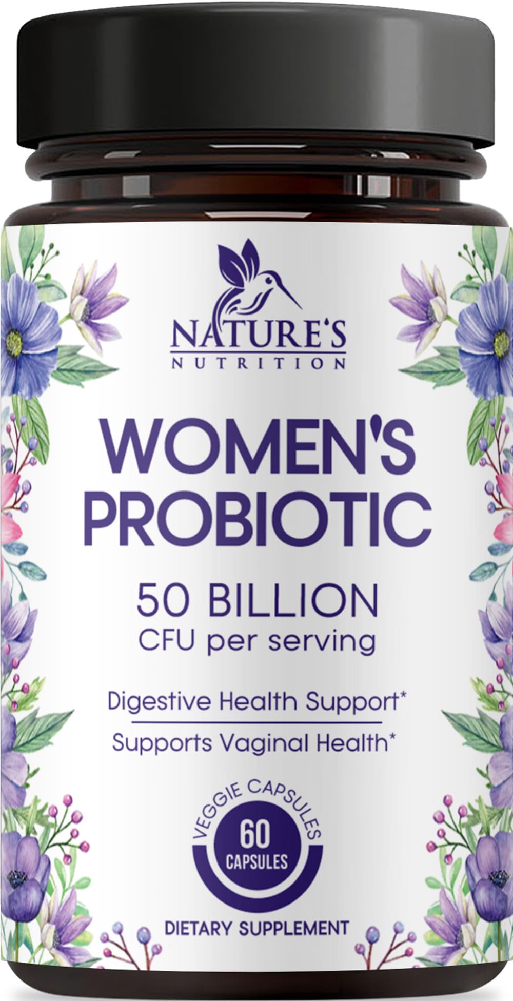 Nature's Nutrition Probiotics for Women - Probiotic Blend 50 Billion CFU, 16 Strains, 60 Capsules