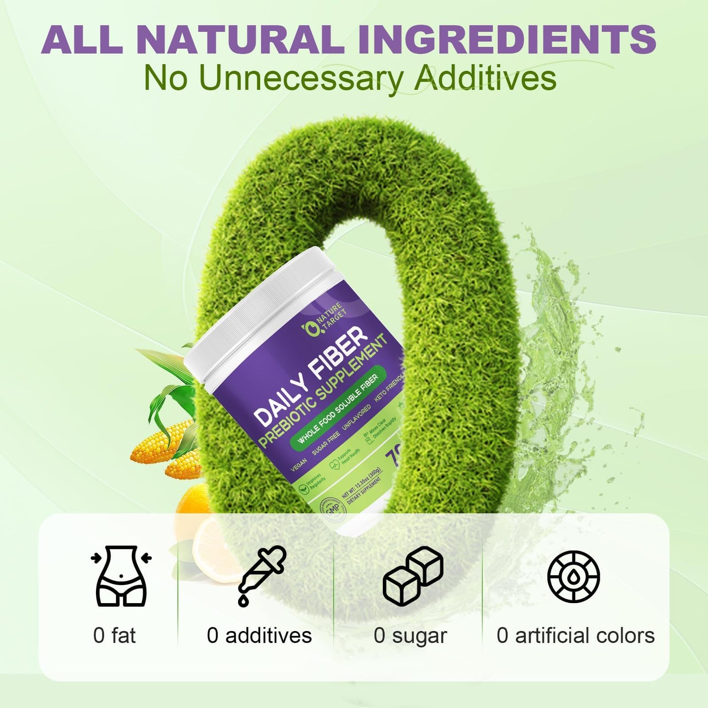 NATURE TARGET Soluble Fiber Supplement Unflavored Powder, 12.35 Ounce