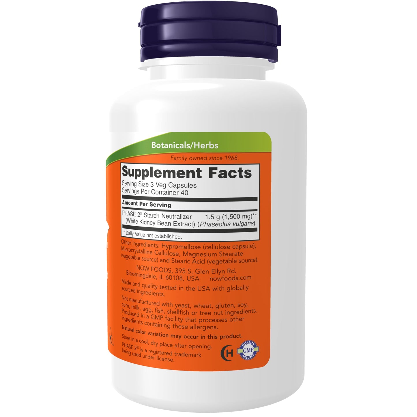 NOW Foods Phase 2 White Kidney Bean Extract 500 mg Weight Management 120 Capsules