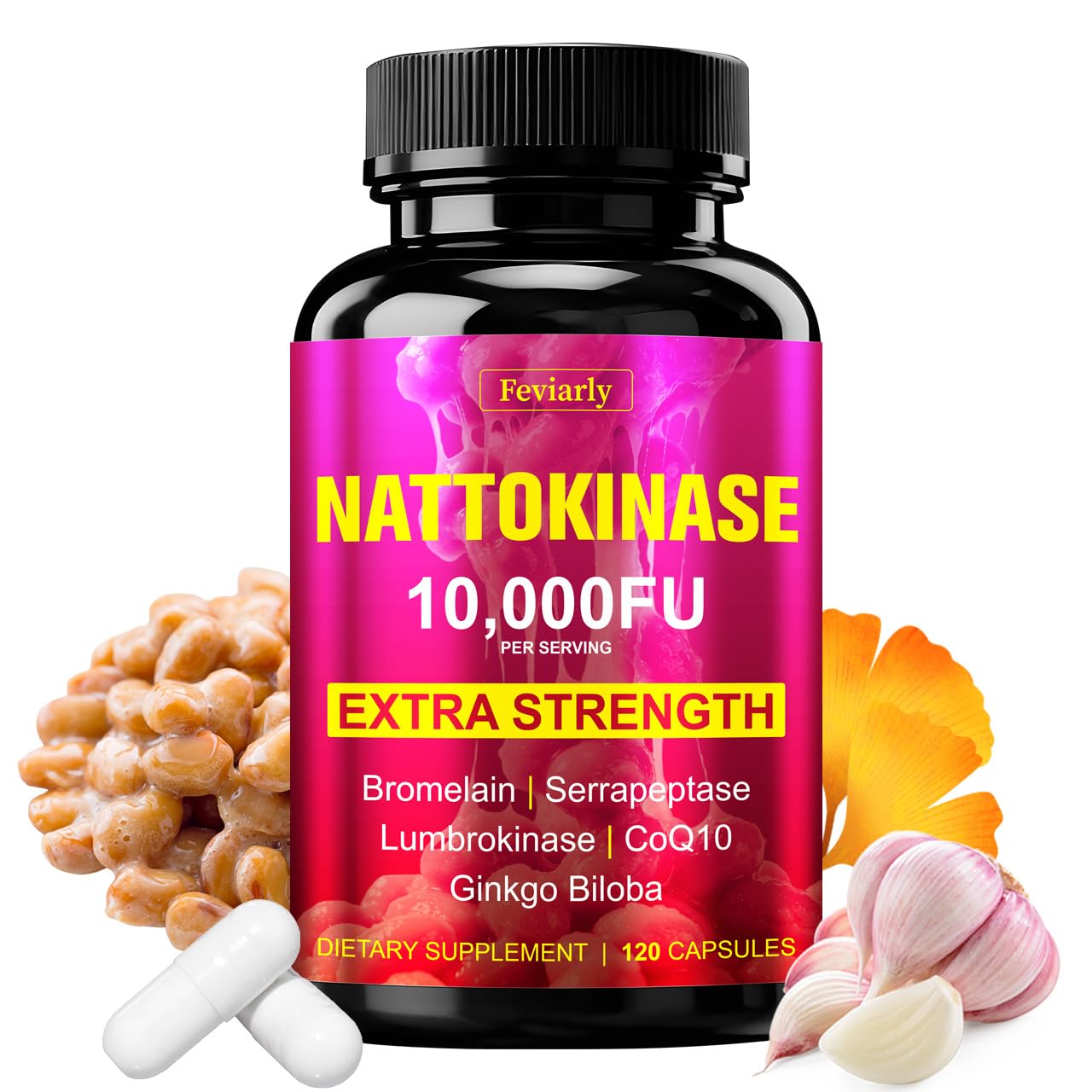 Feviarly Nattokinase 10,000 FU Per Serving Gummy 240