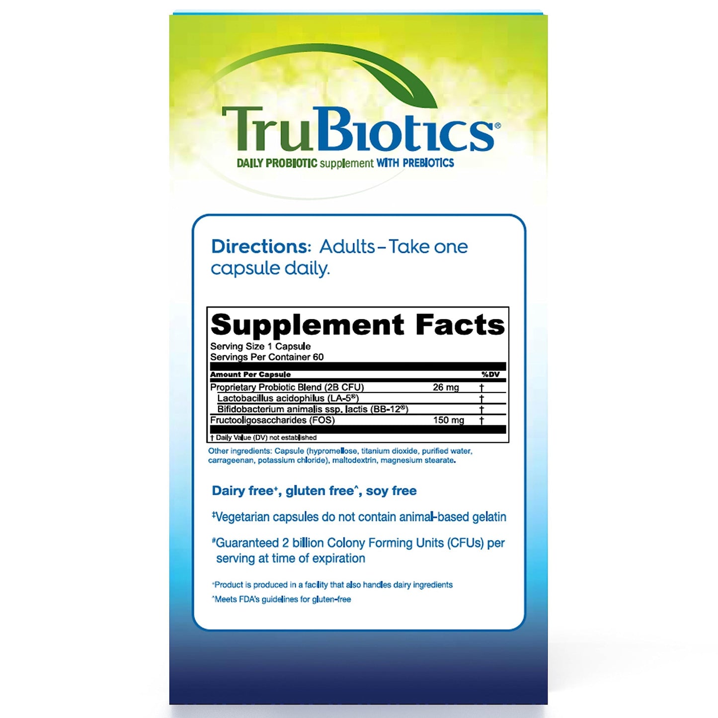 TruBiotics Probiotics for Digestive & Immune Health, 60 Capsules