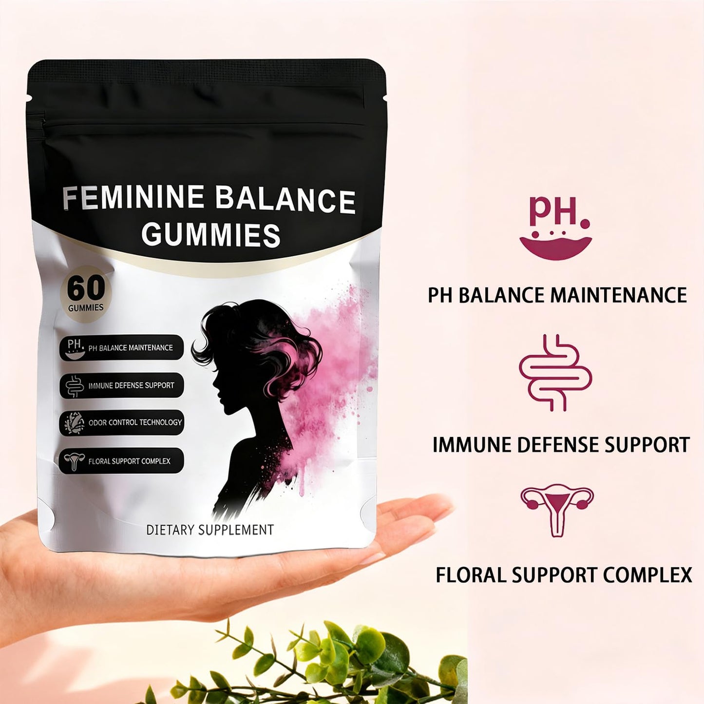 QYGCHUSIN Feminine Balance Gummies for Women - Vegan Pineapple Gummy Vitamins, Supports Vaginal pH & Healthy Flora, 60 Gummies