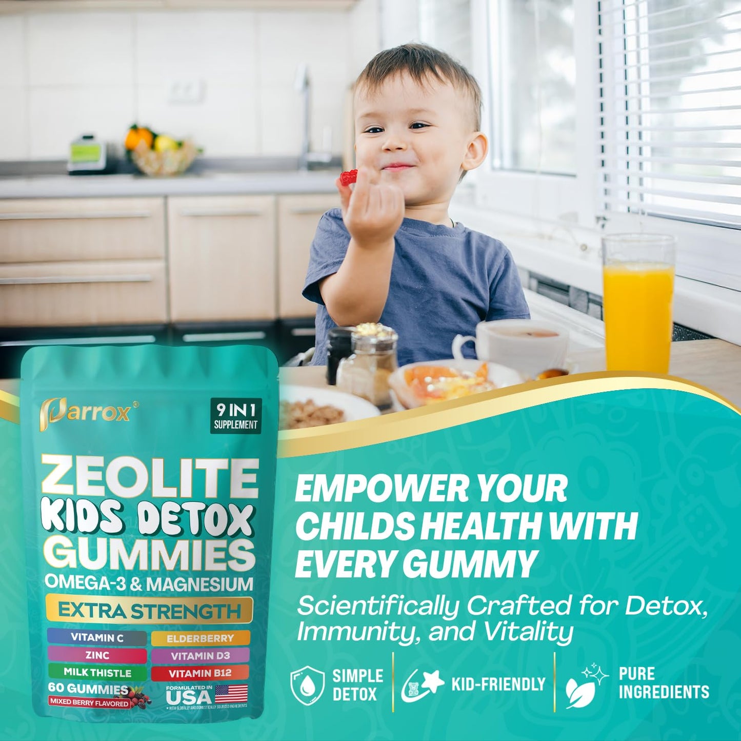 Parrox Zeolite Kids Detox Gummies 120 Count
