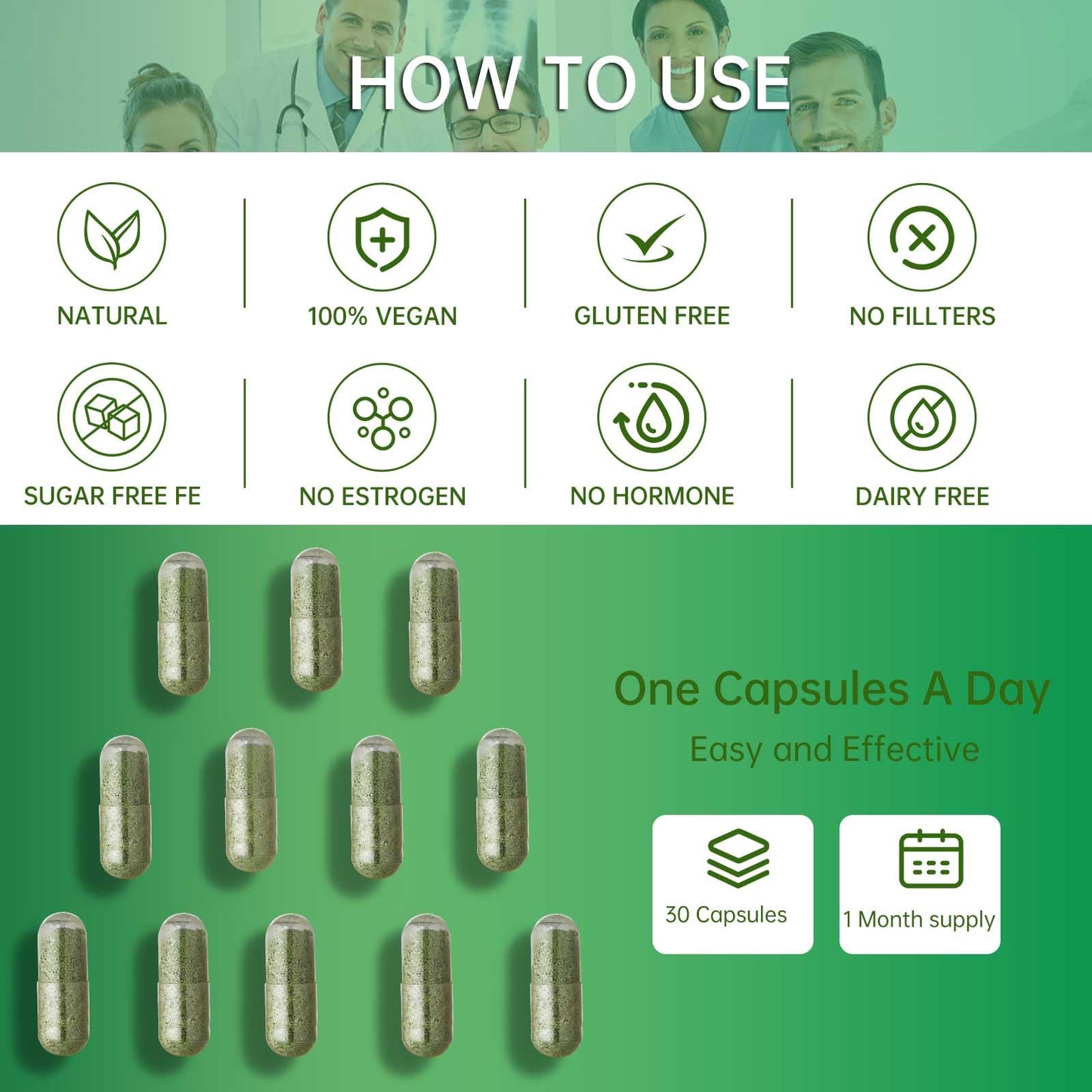 E-Bes Body Deodorant Capsules, Chlorophyll Herbal Supplement, 1 Capsule