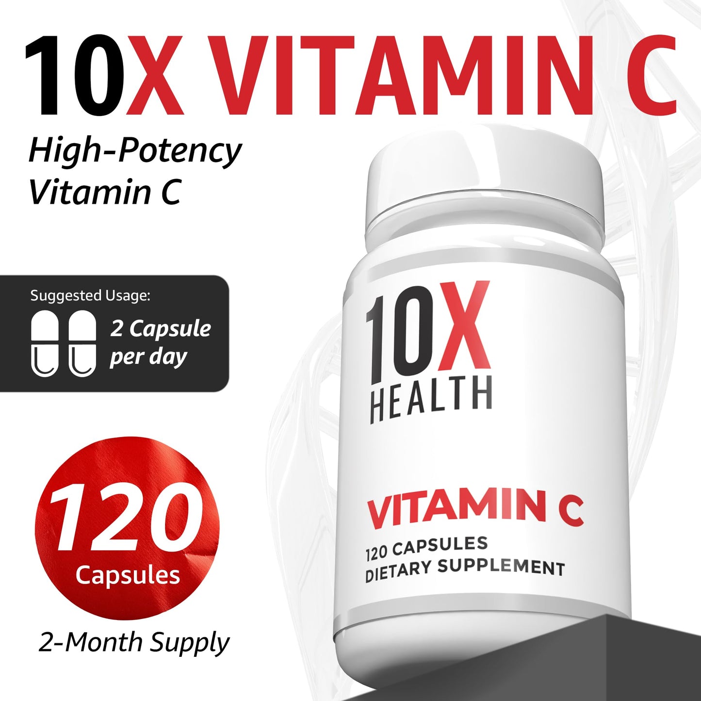 10X Health System Vitamin C 1000mg Capsule, 120 Capsules