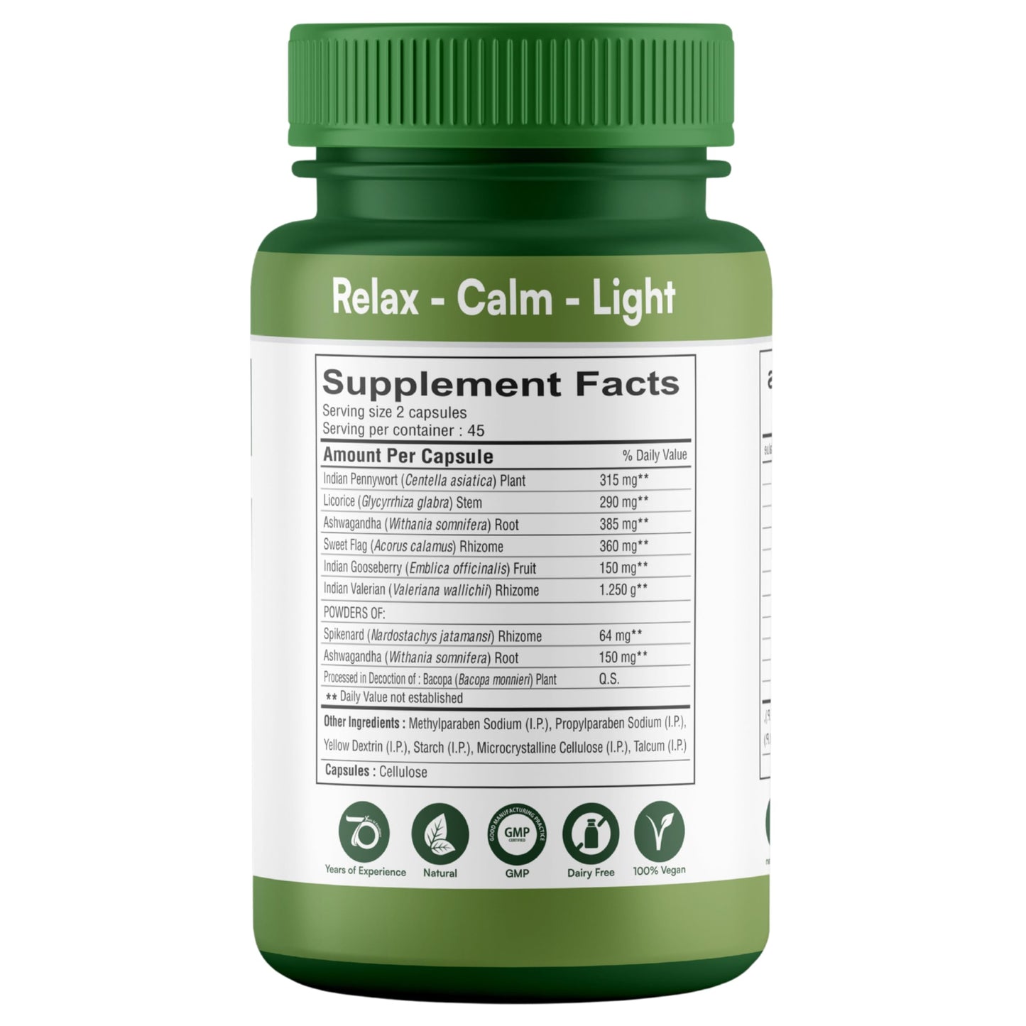 SHREE DHANWANTRI HERBALS Nindo Relaxation and Calmness Support Capsules, 95 Count