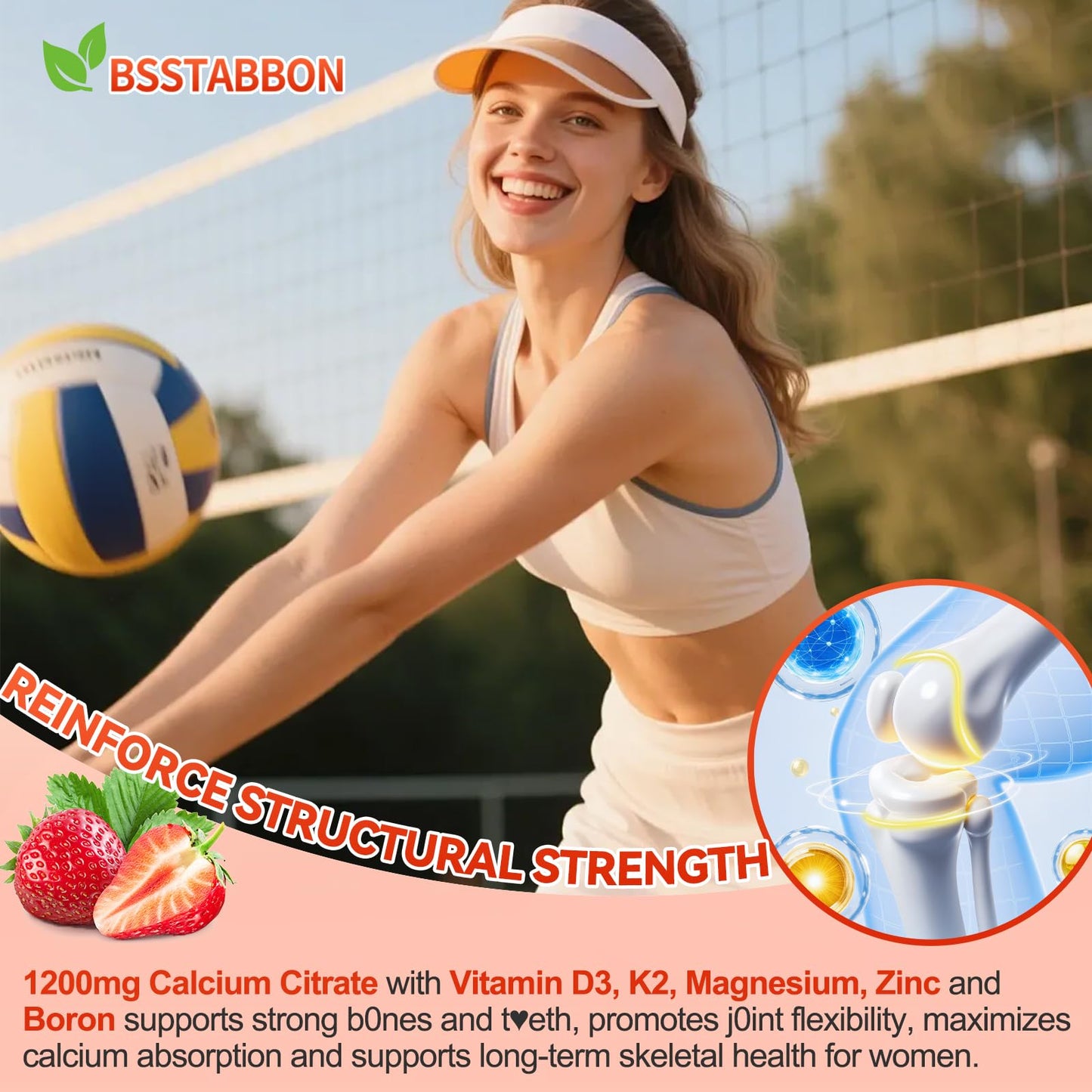 BSSTABBON Calcium Supplements for Women 120 Gummies