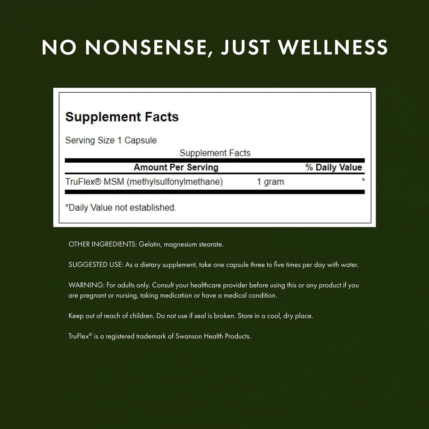 Swanson MSM 1000mg Capsule 240 Capsules