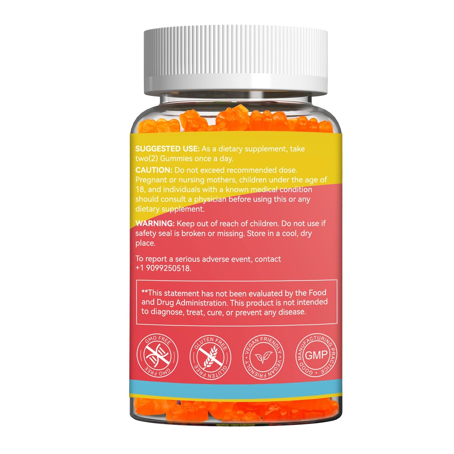 Agumoon Mullein Gummies, Extra Strength Mullein Leaf Extract with Quercetin & Bromelain, Mango Flavor, 120 Count