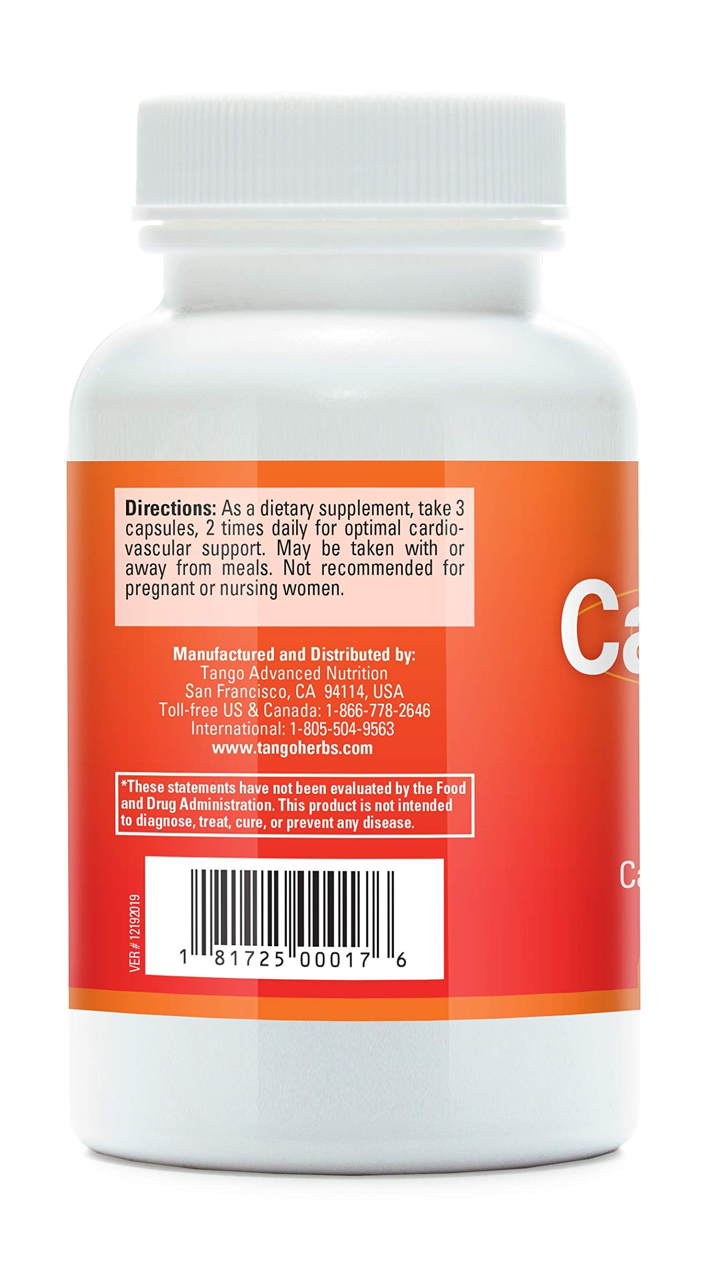 Tango CardioPhase Natural Heart Support Supplement for Healthy Circulation and Cardiovascular Performance Capsules, 180 Count