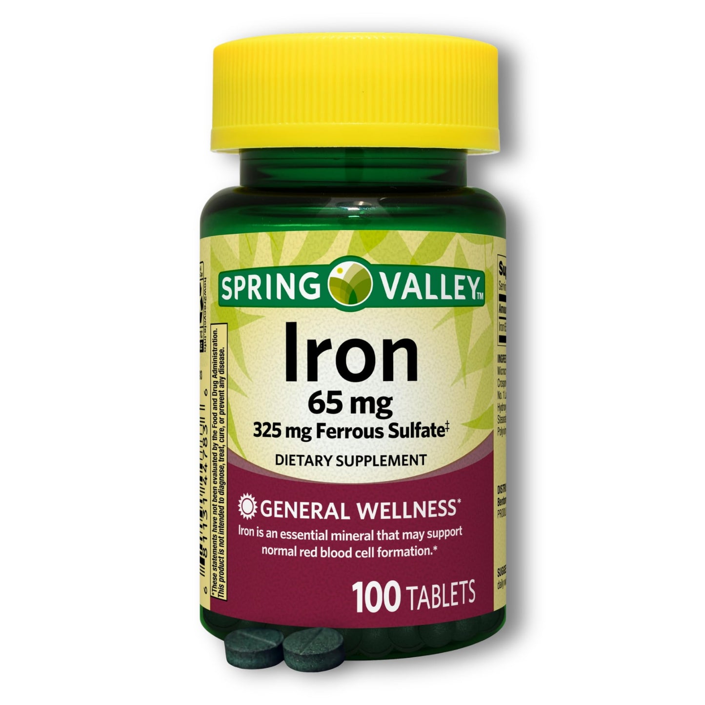 FUSION SHOP STORE Iron 65mg Ferrous Sulfate Tablets, 100