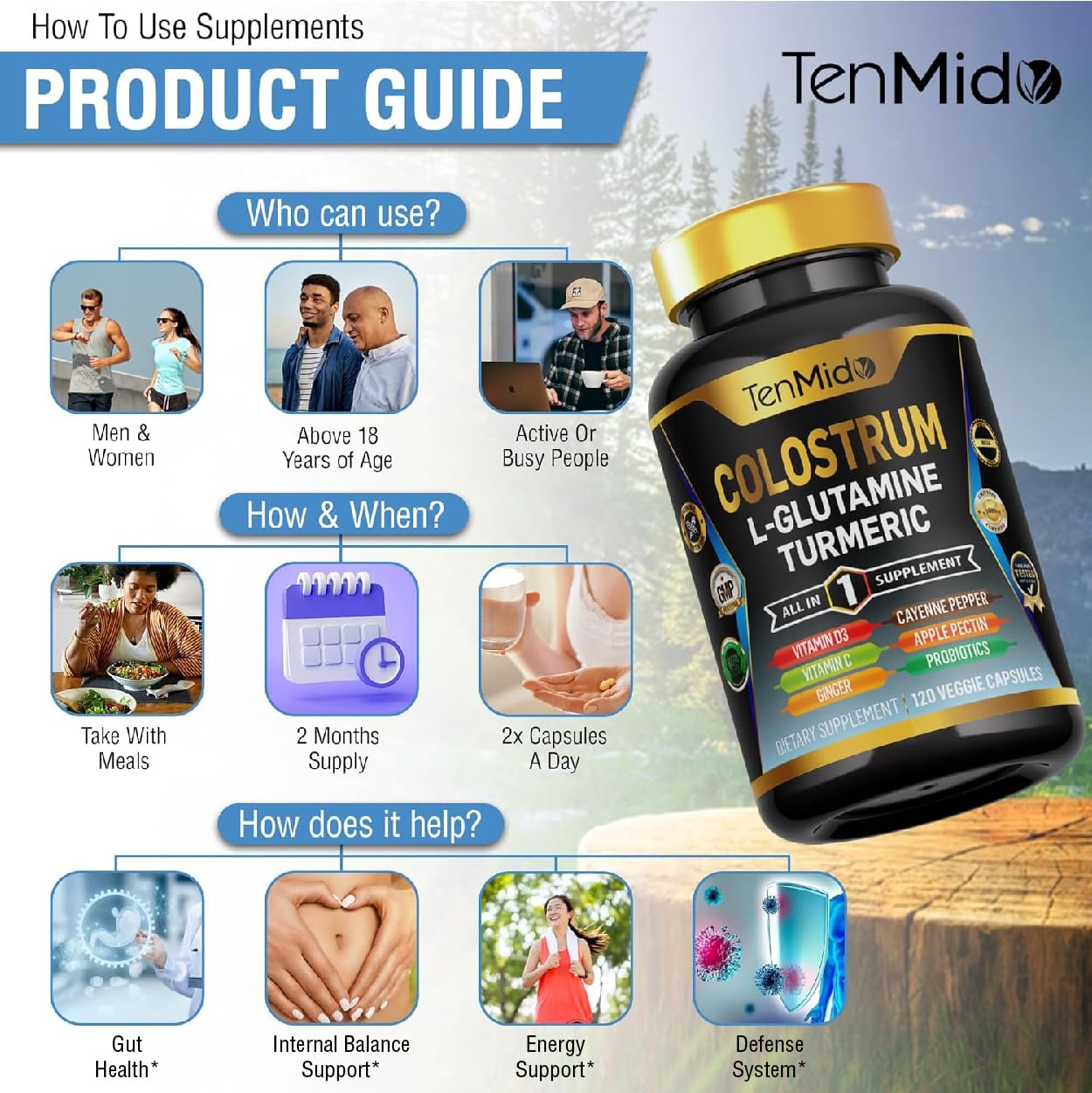 Tenmido Colostrum Supplement Capsule, 120 Capsules
