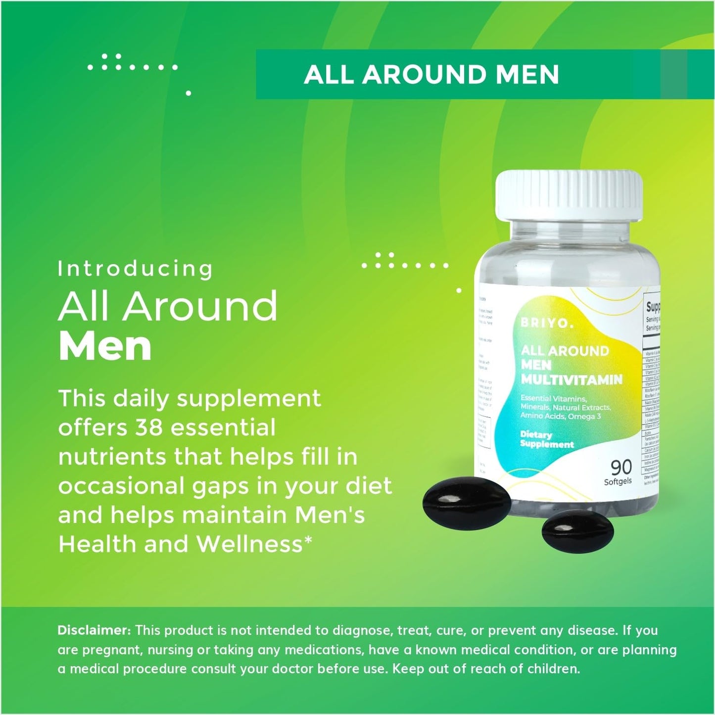 Briyosis All Around Men Multivitamin for Men Capsules, 30 Count