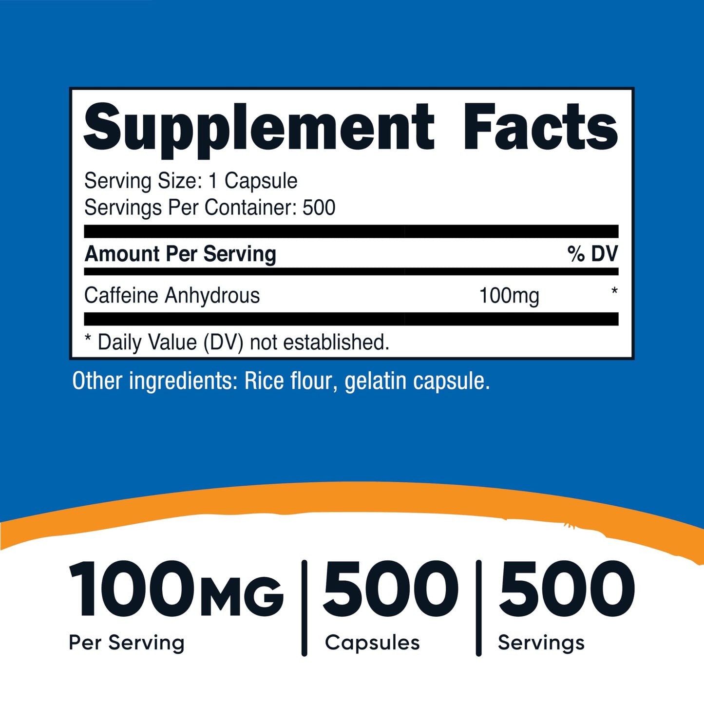 Nutricost Caffeine Pills 100mg Capsule 500 Capsules